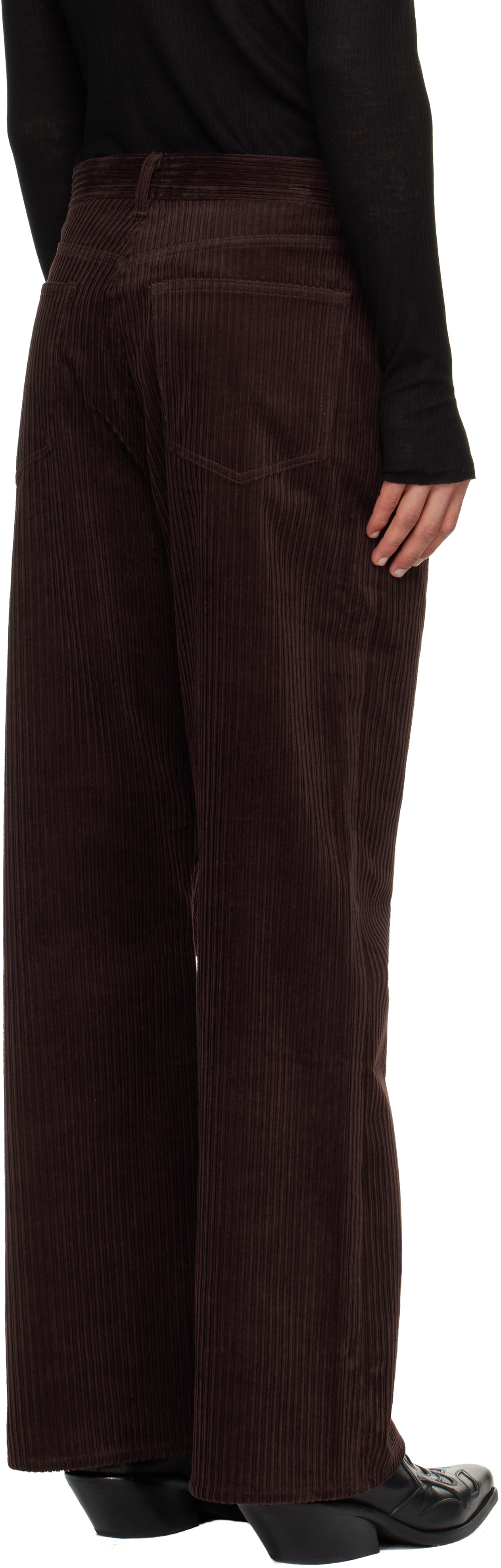 Tonywack Burgundy Corduroy Loose Flared Trousers In Multi