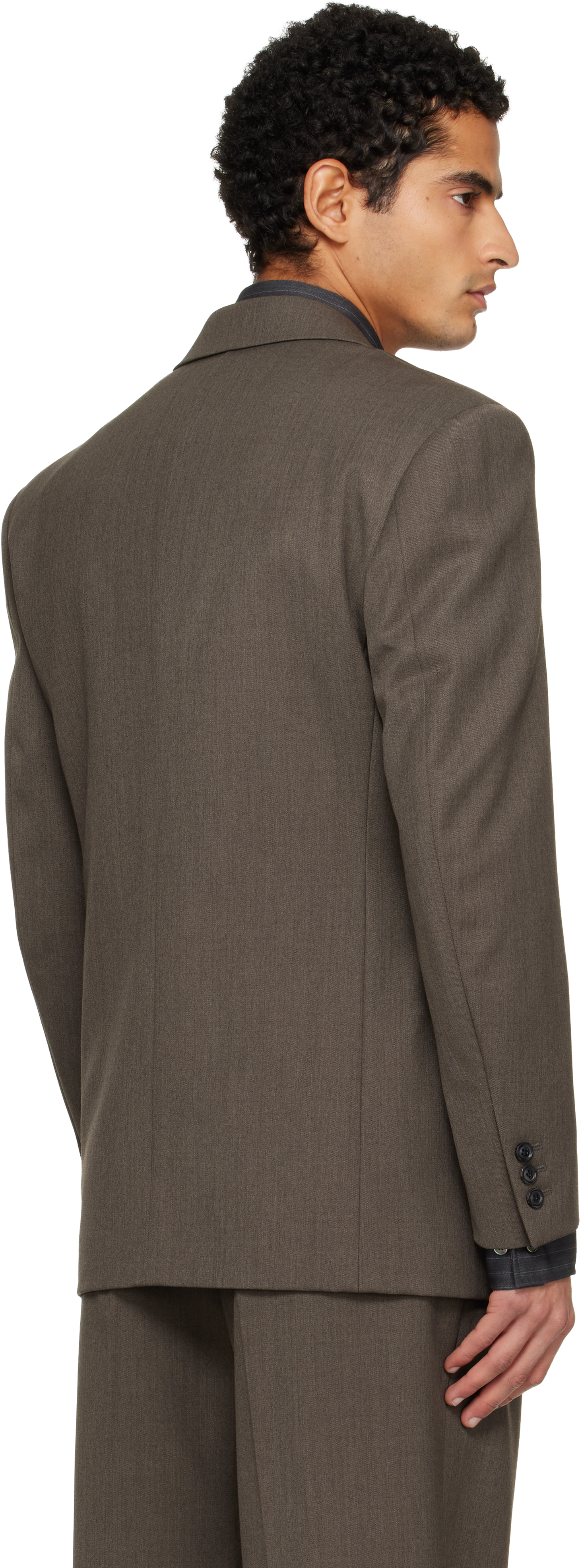 Tonywack Taupe Melange Wool Double-breasted Tailored Blazer In Brown
