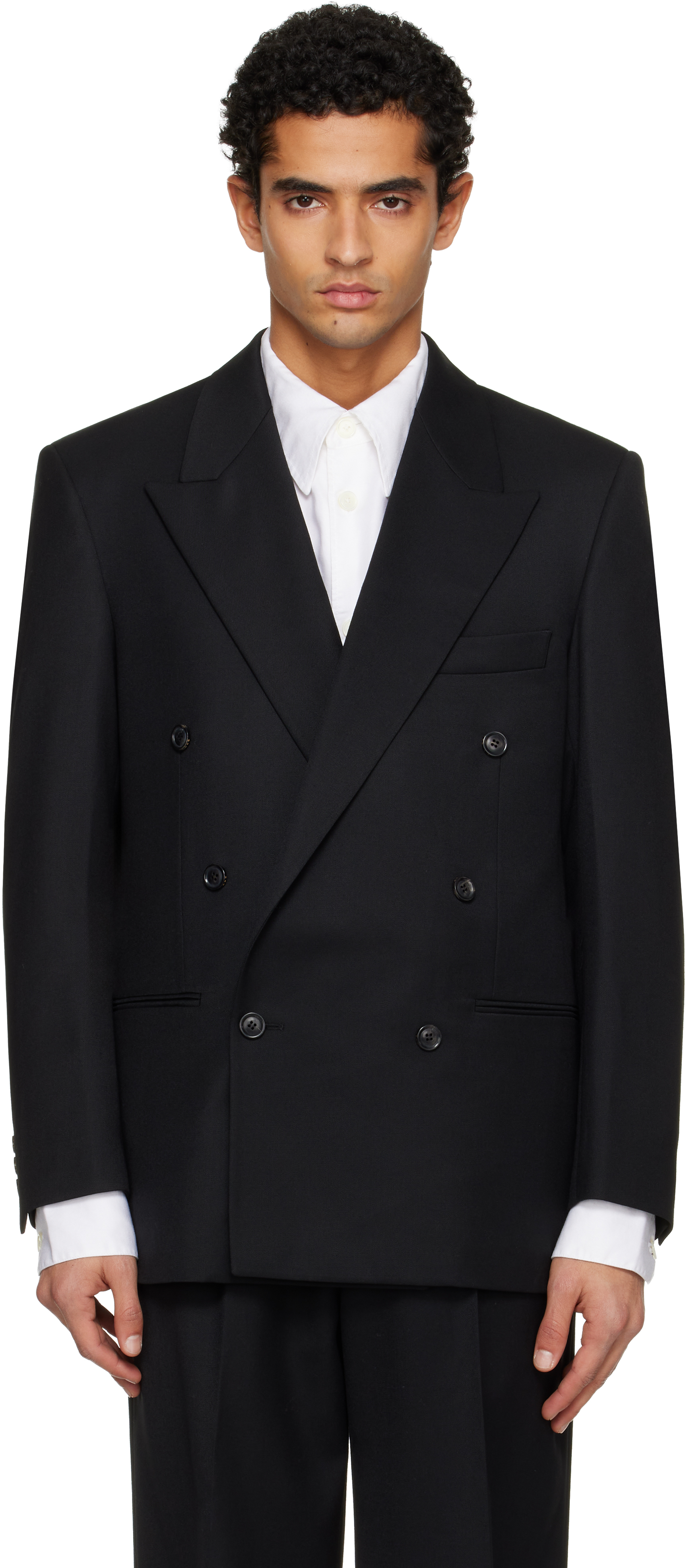 Tonywack Black Light Wool Oversized Blazer In Black