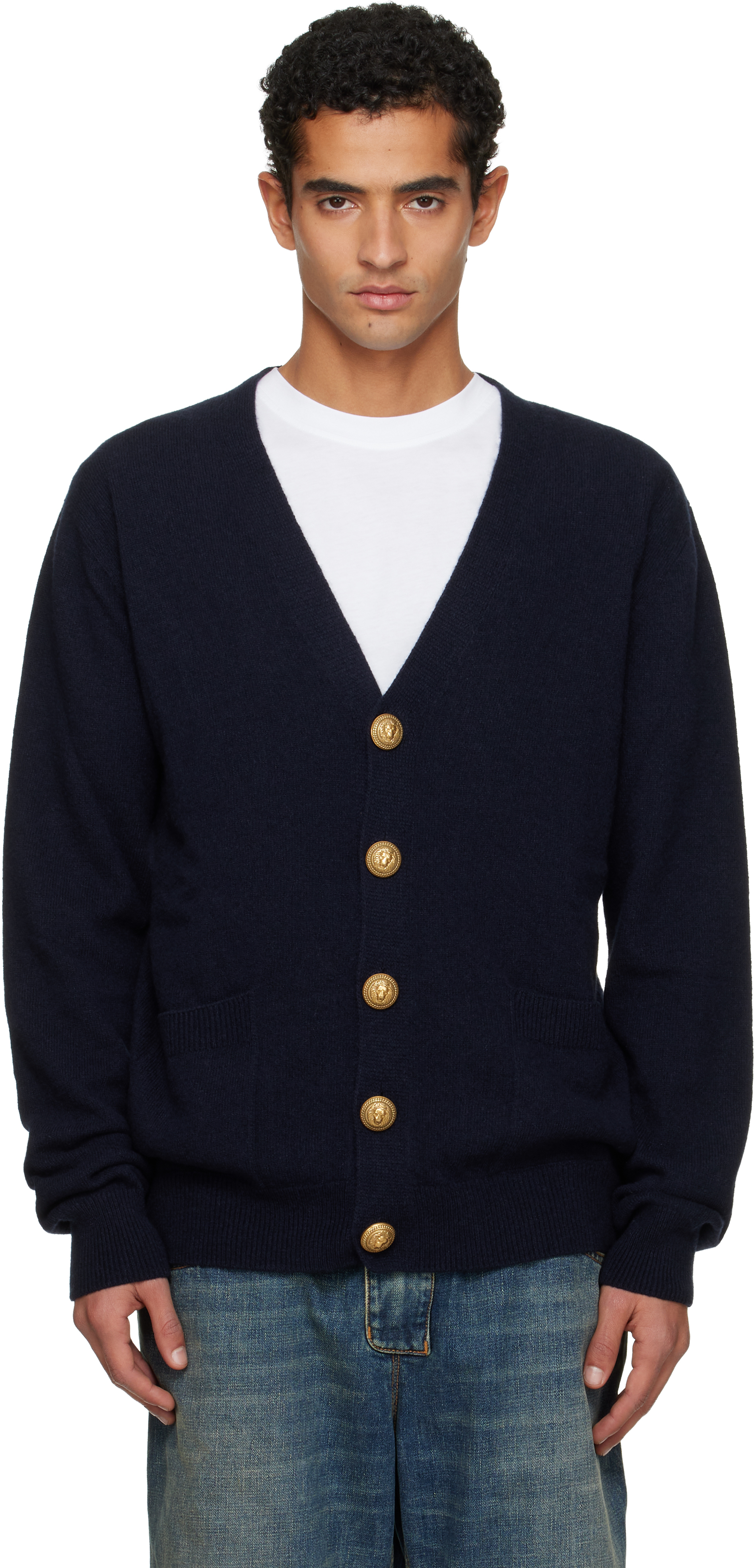 Balmain Eco-cashmere Cardigan In Black