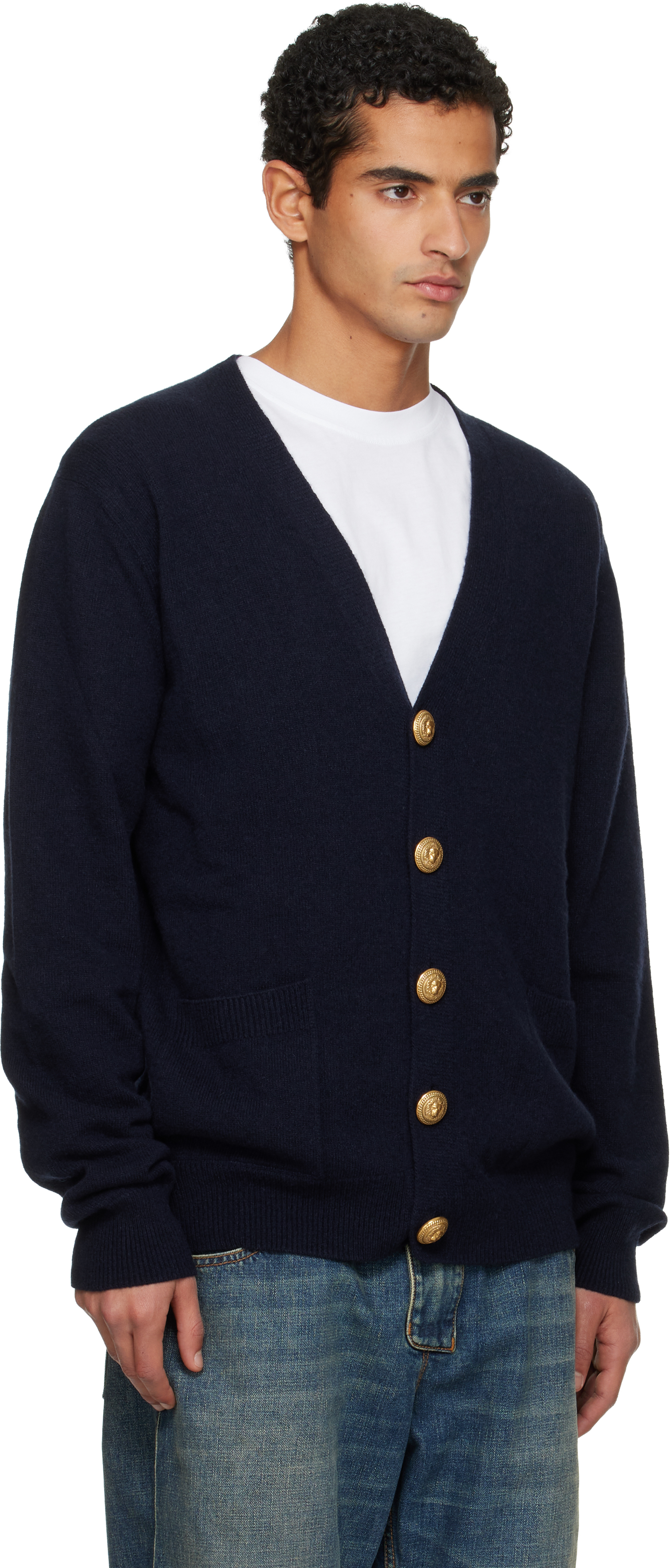 Balmain Eco-cashmere Cardigan In Black