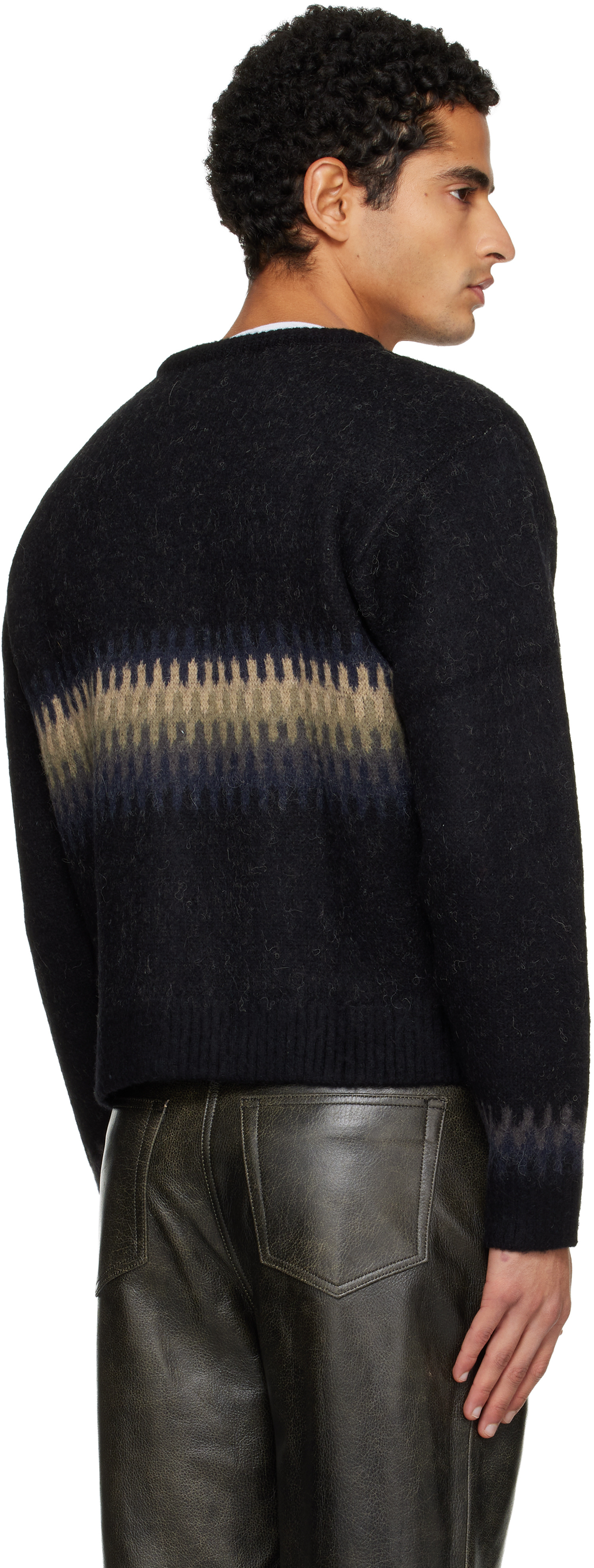 Tonywack Black Alpaca Jacquard Knitted Cardigan In Black