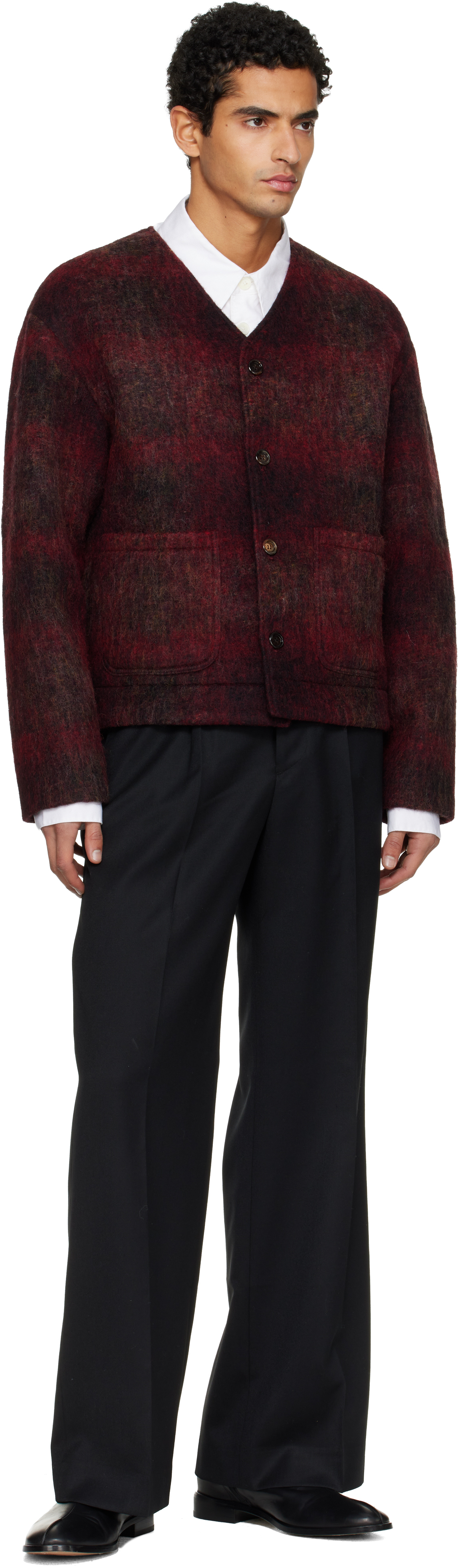 Tonywack Burgundy V-neck Cardigan In Red