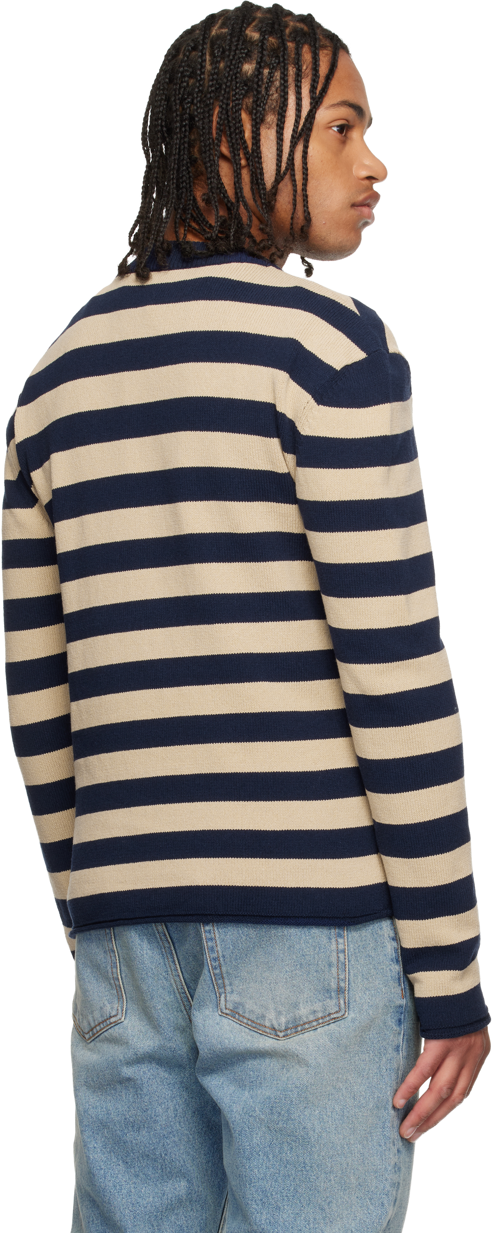 Balmain Striped Sweater With Logo Embroidery In Gray