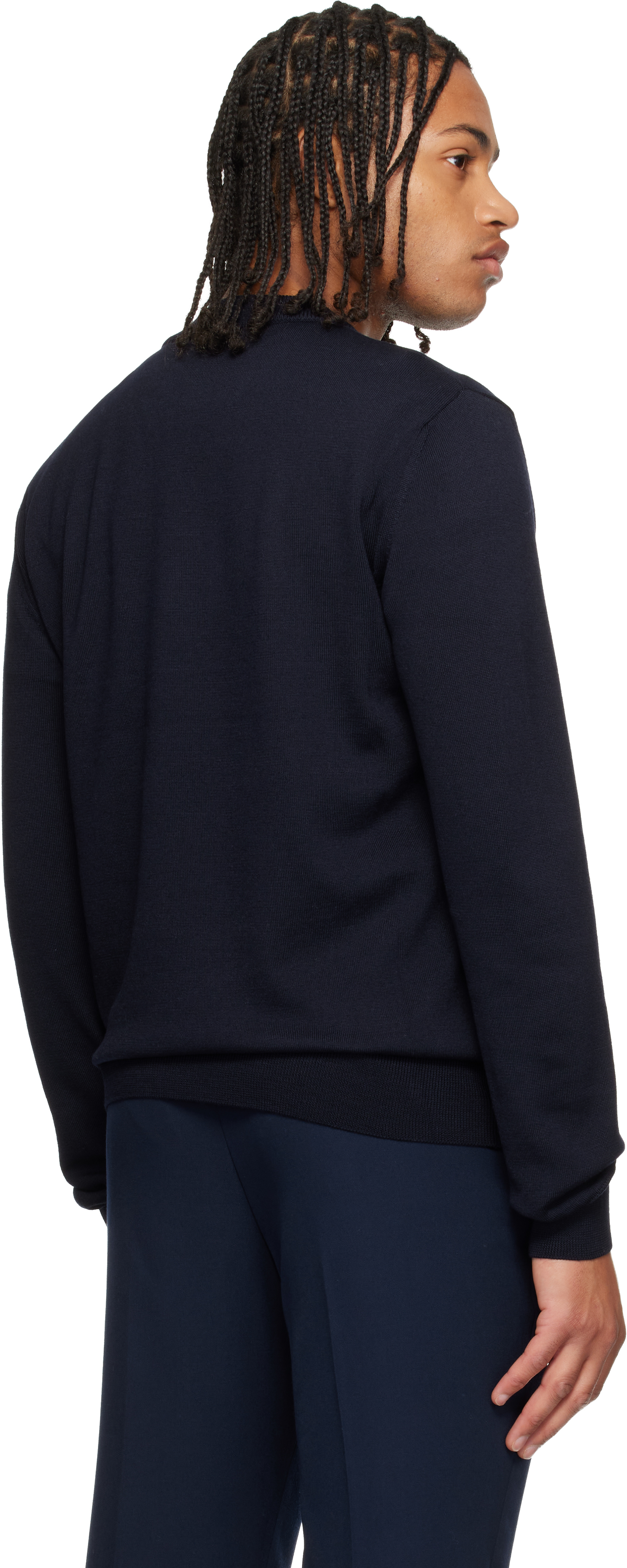 Balmain Black '' Stamp Merino Wool Sweater In Blue
