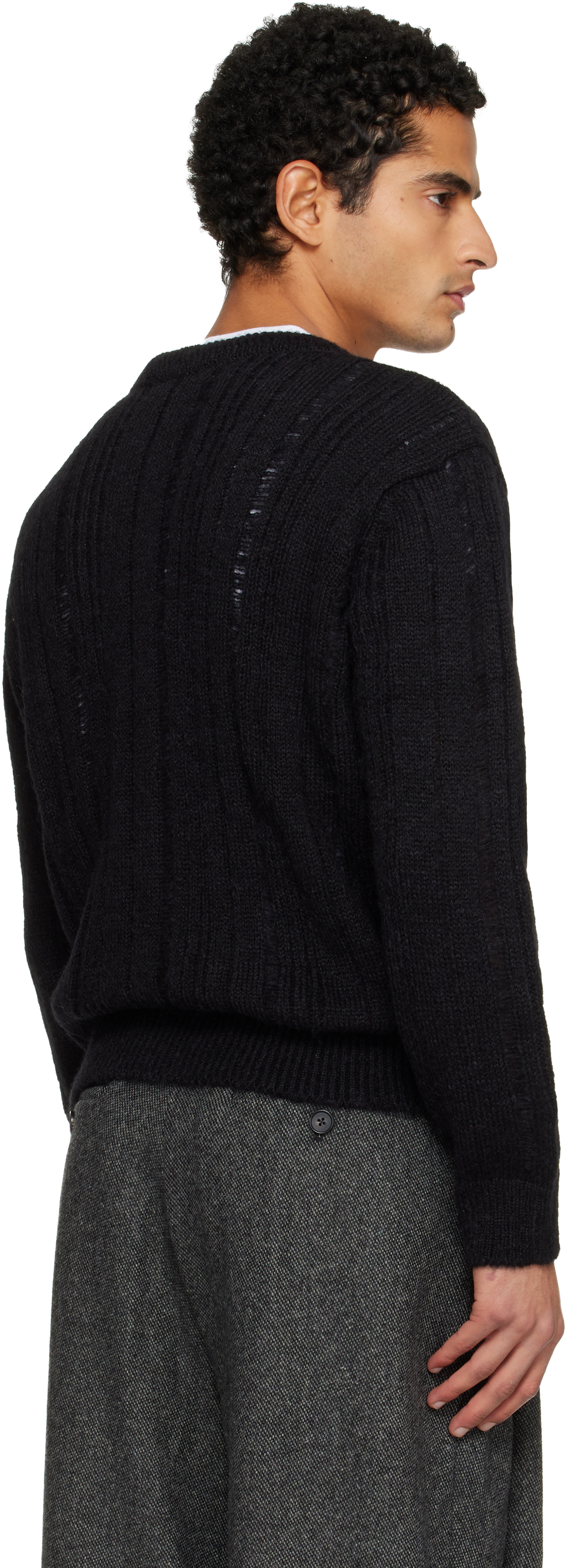Tonywack Black Distressed Ribbed Sweater In Black
