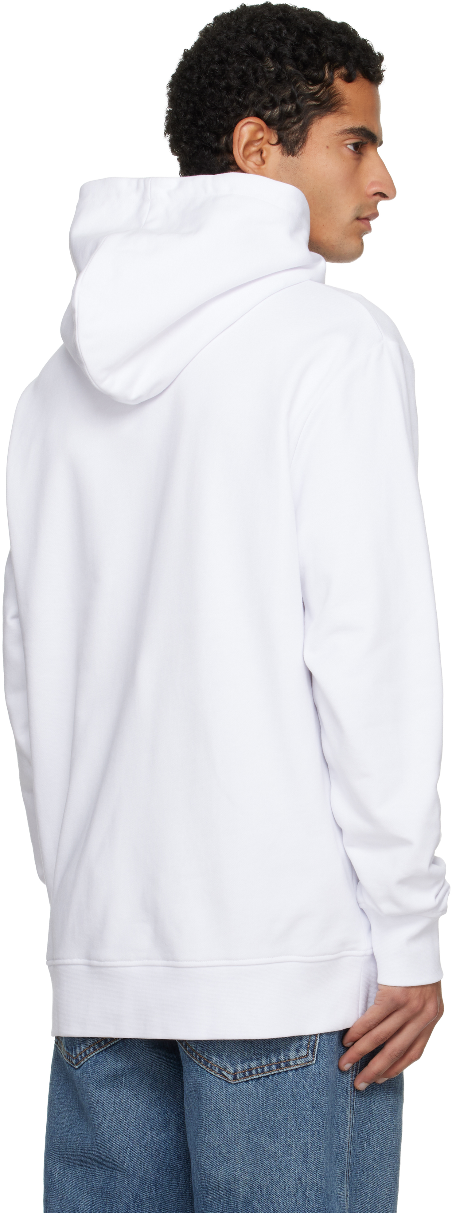 Balmain Stamped Cotton Hoodie Pocket In White