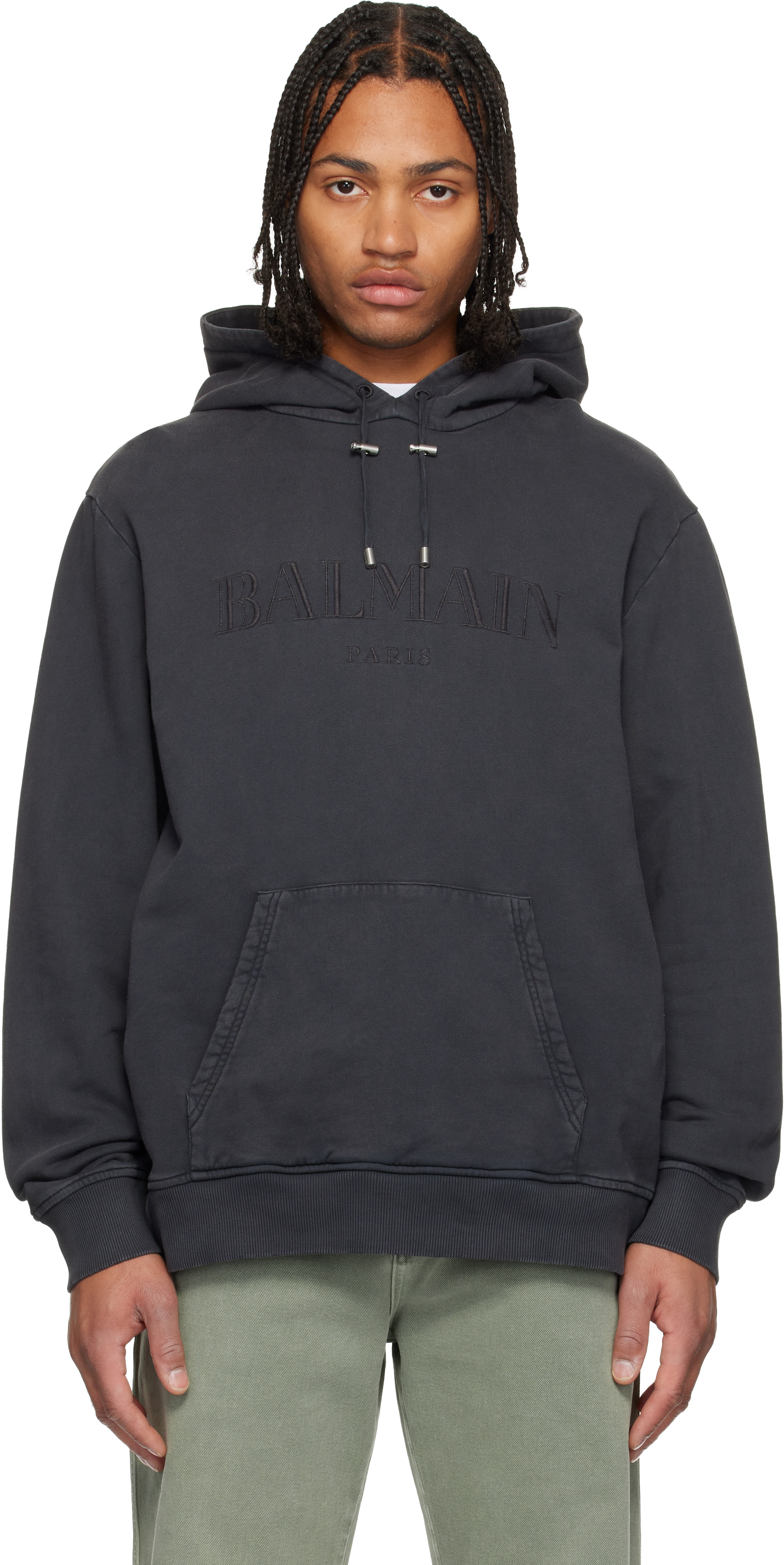 Balmain Hoodie With Embroidered Logo In Black