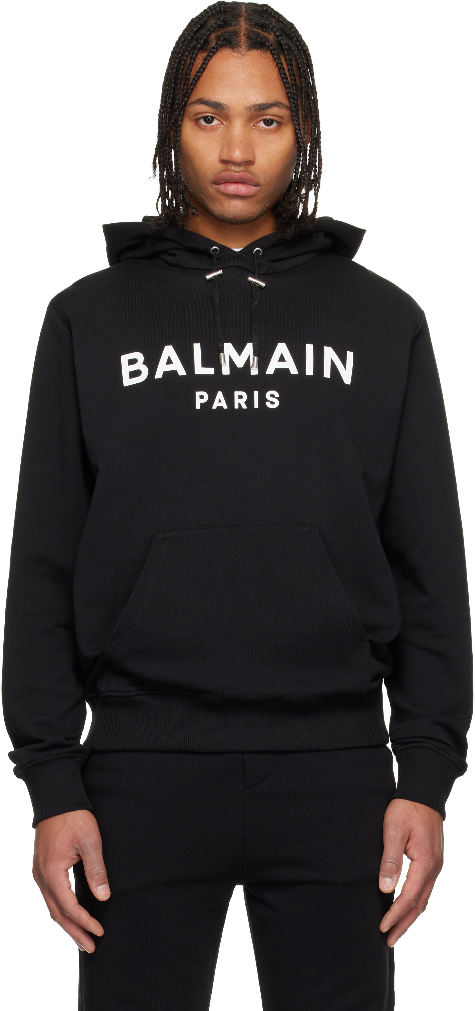 Balmainのブラック Printed 'Balmain Paris' フーディがセール中