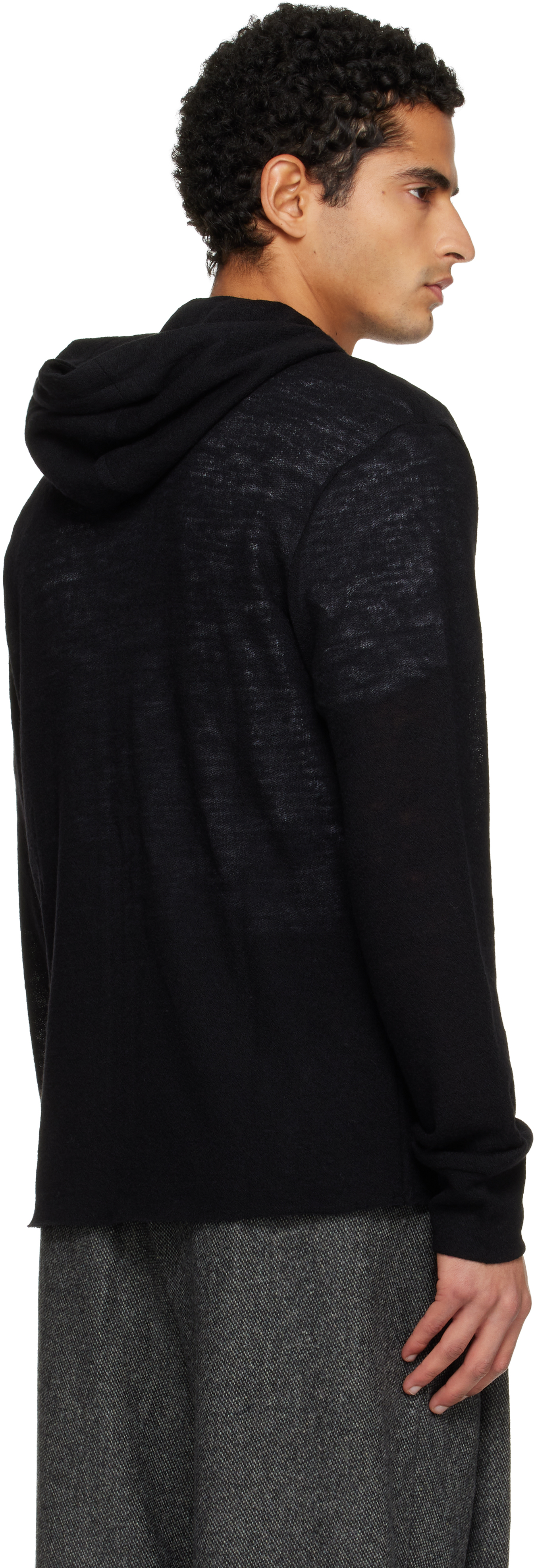 Tonywack Black Light Wool Zip Hoodie In Black