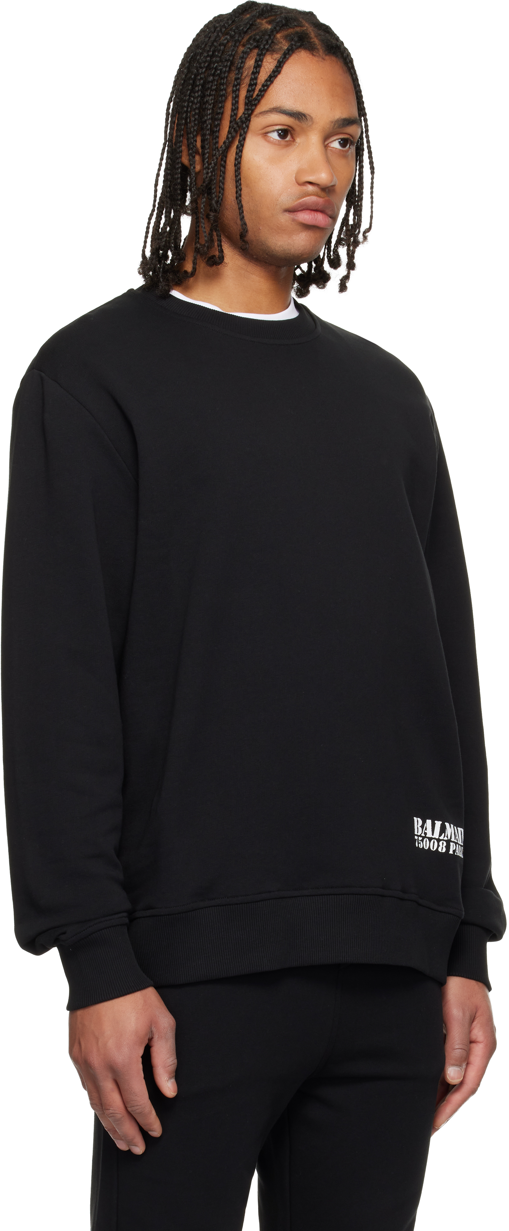 Balmain Logo Stamp Print Sweatshirt In Black