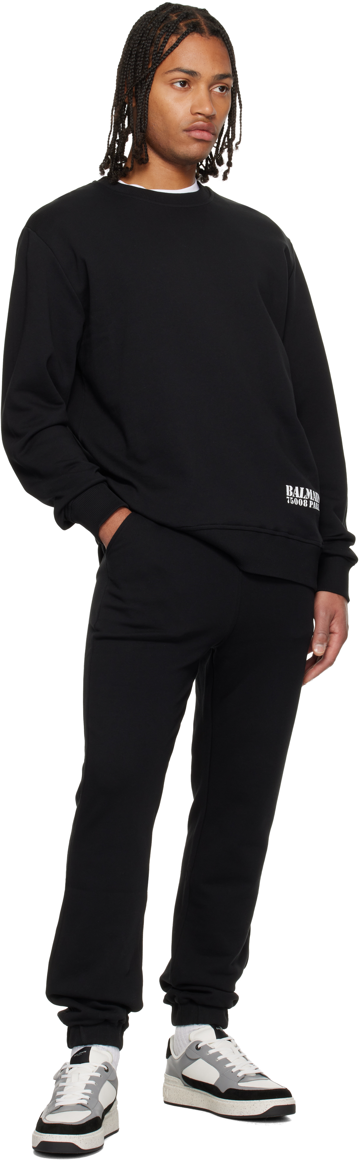 Balmain Logo Stamp Print Sweatshirt In Black