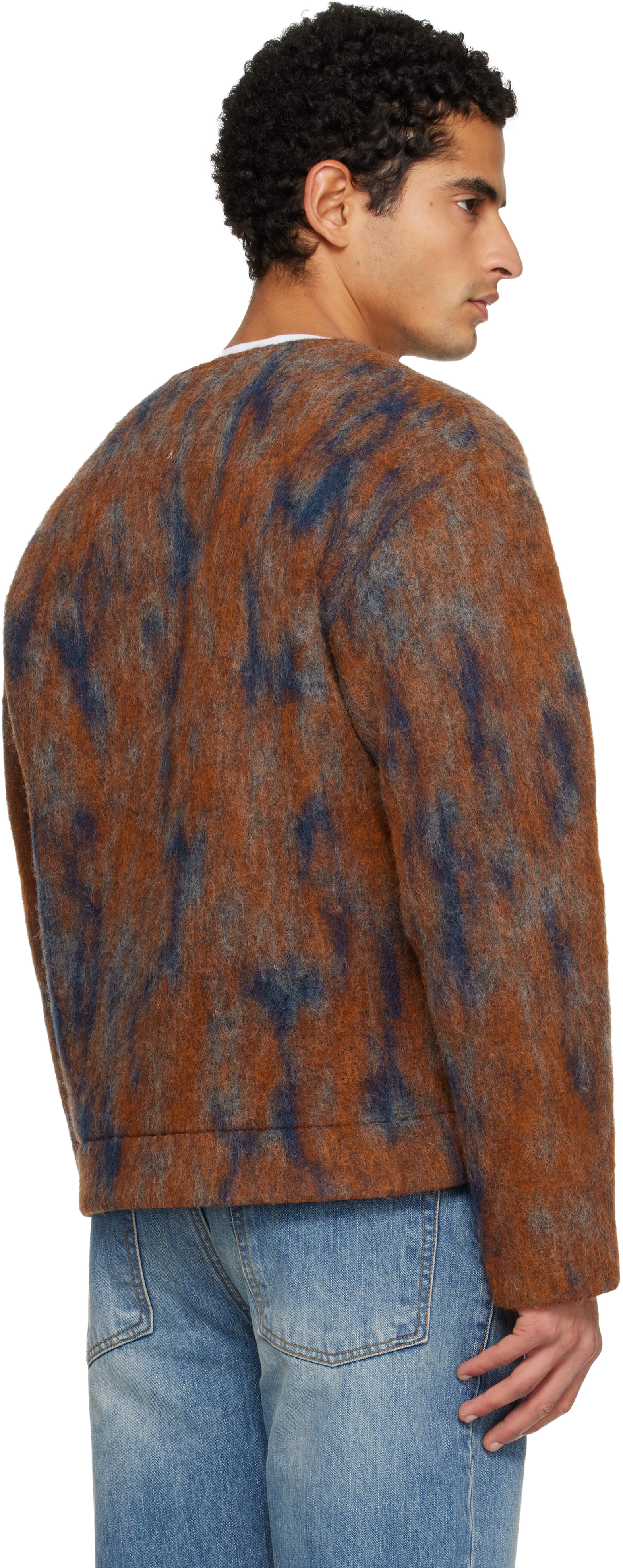 Tonywack Orange & Navy V-neck Cardigan In Orange