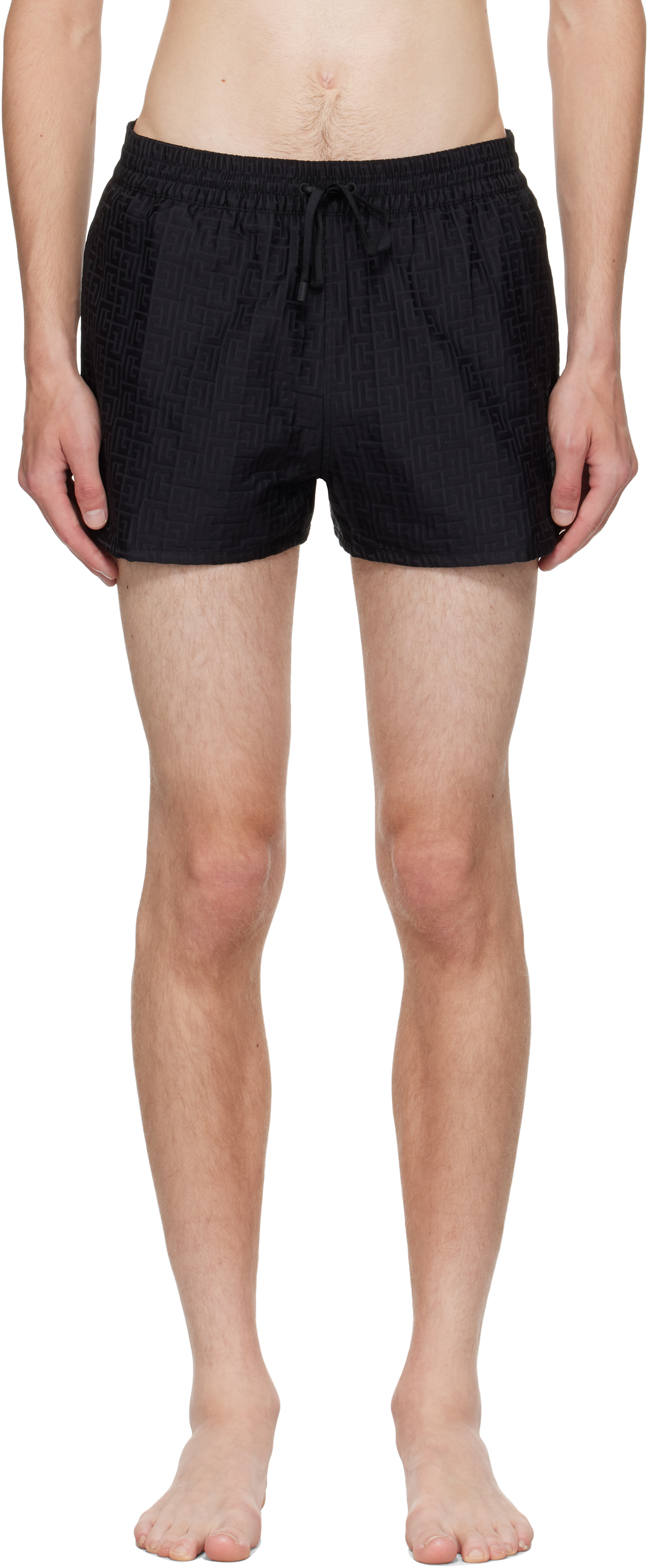 Balmain Drawstring-fastening Swim Shorts In Black