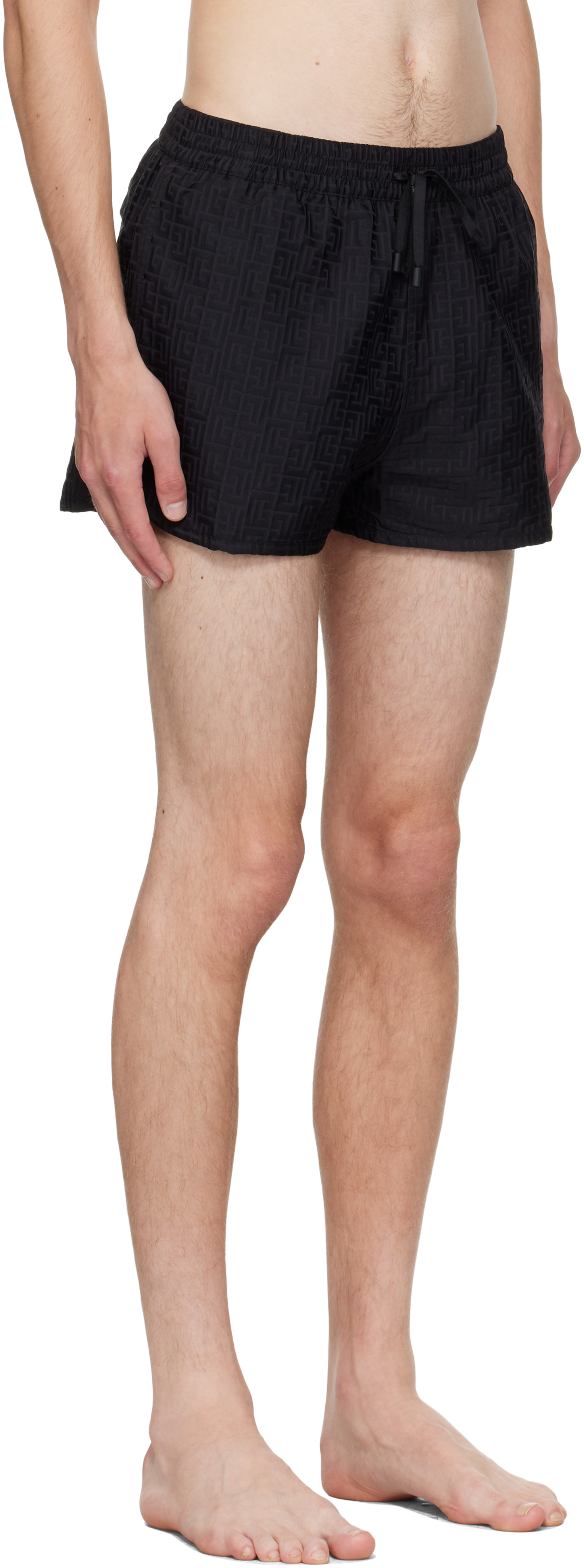 Balmain Drawstring-fastening Swim Shorts In Black