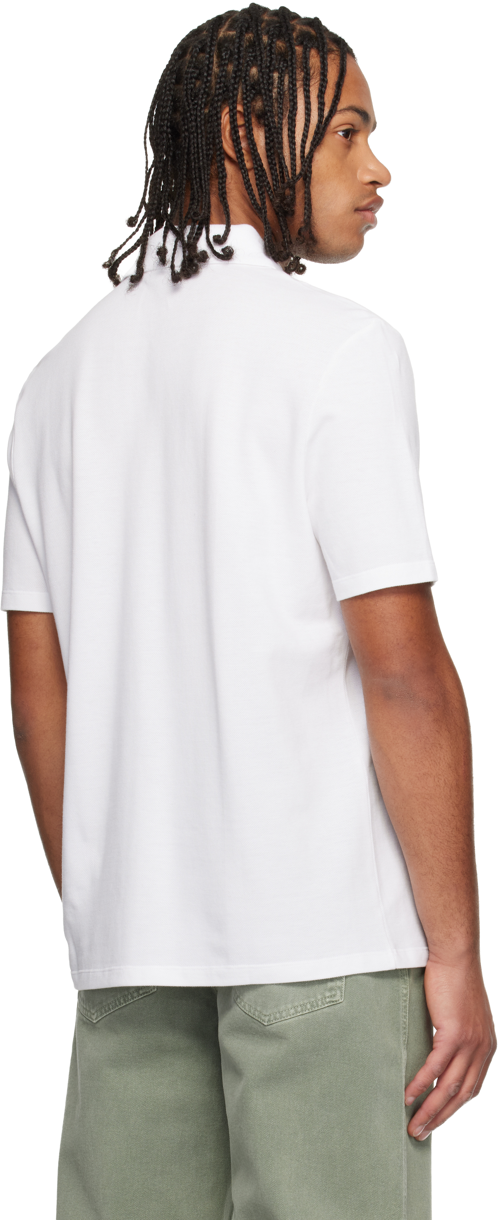 Balmain White Écusson Print Cotton Polo In Multi