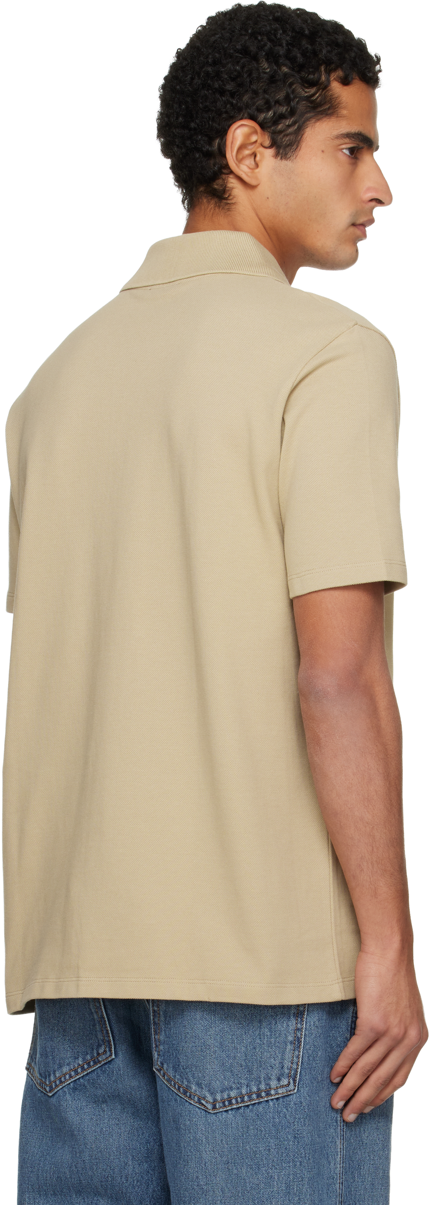 Balmain Beige Short-sleeved Embroidery Polo In Gray