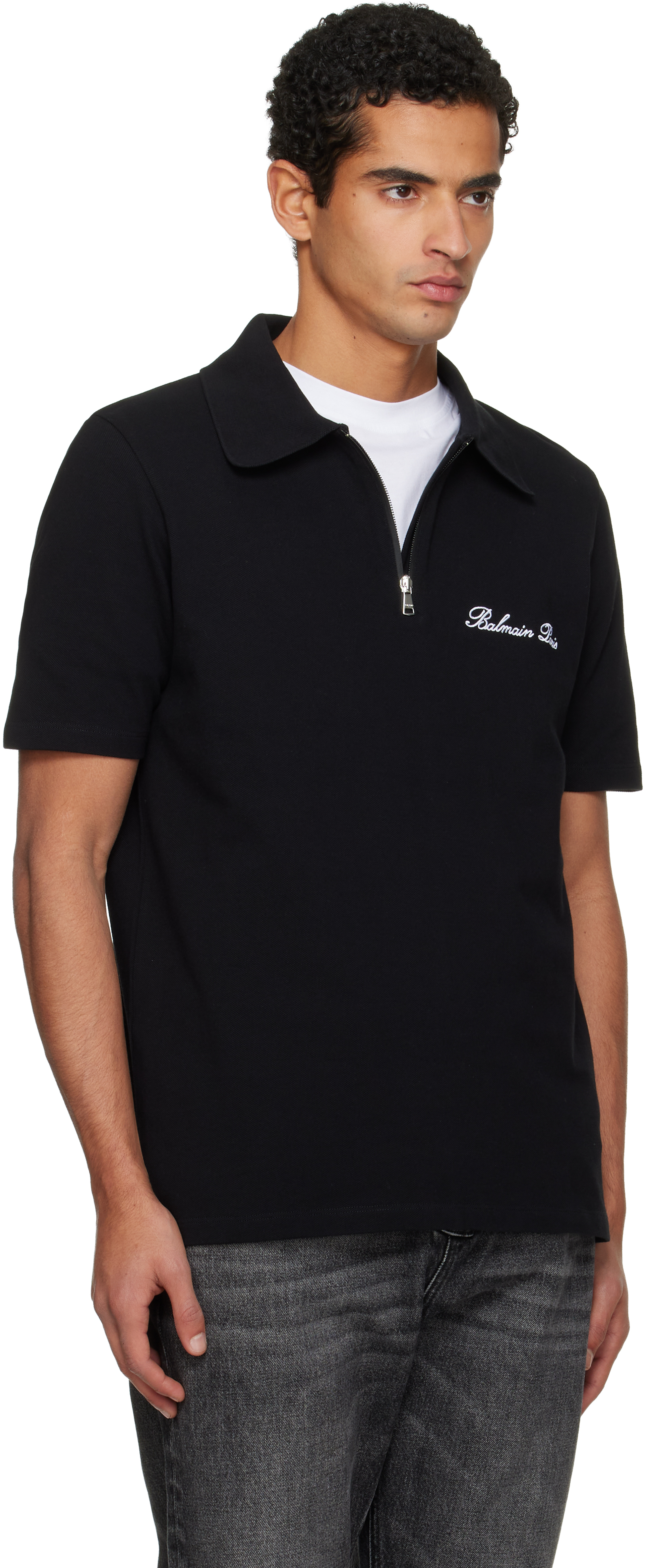 Balmain Polo Shirt With Embroidery In Black