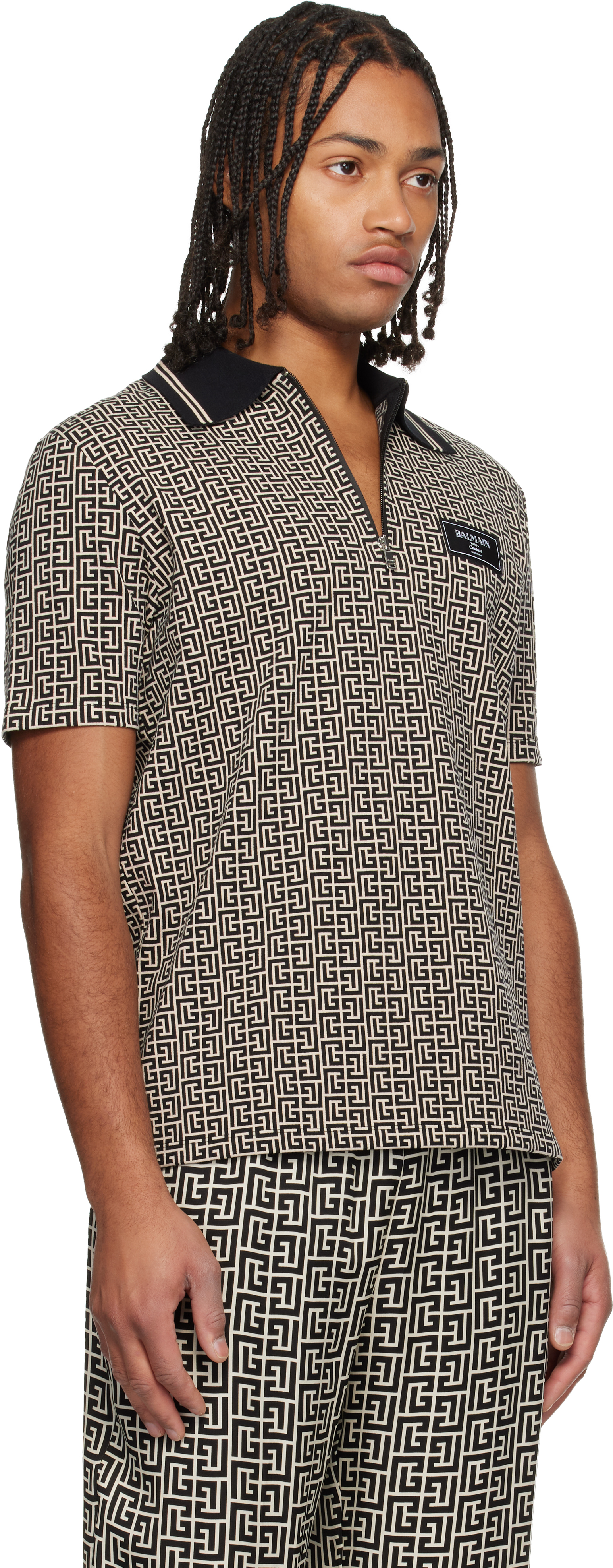 Balmain Men Labyrinth Polo Shirt With Jacquard Effect In Multi