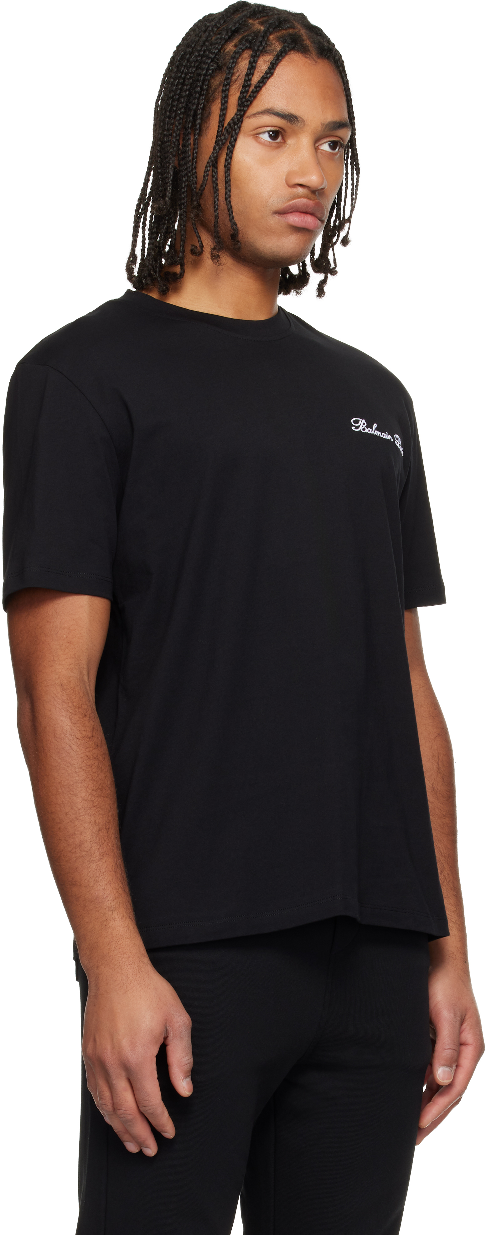 Balmain Black Cotton T-shirt In Black