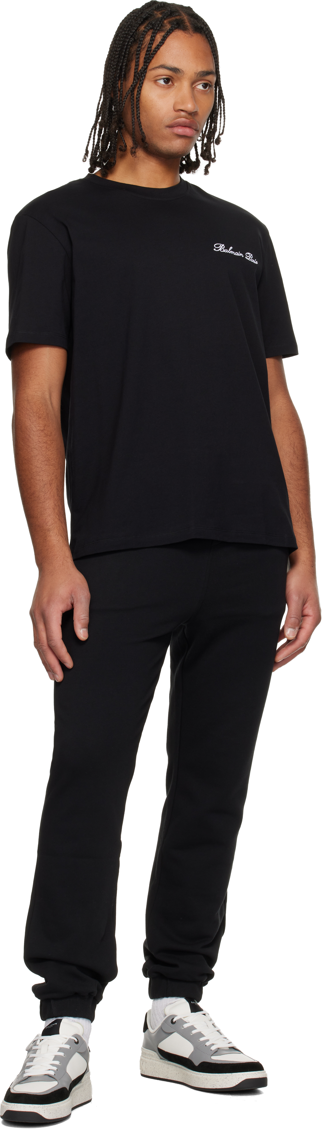 Balmain Black Cotton T-shirt In Black