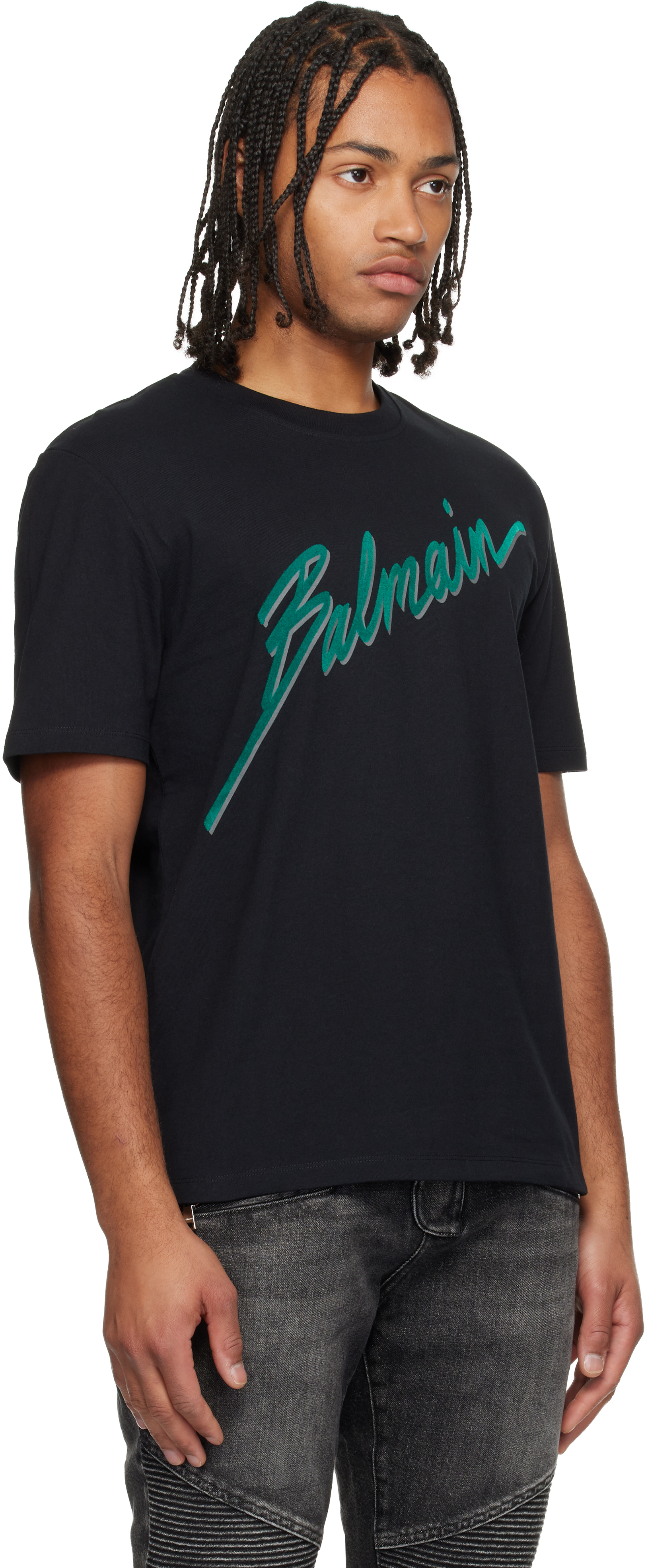 Balmain Men Logo T-shirt In Black