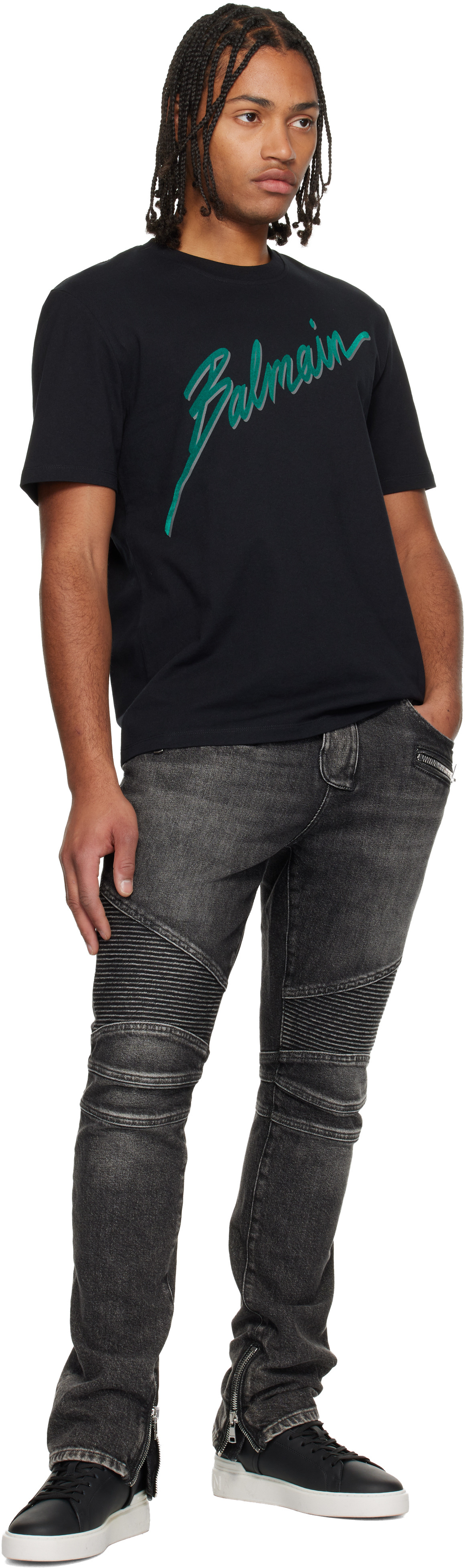 Balmain Men Logo T-shirt In Black