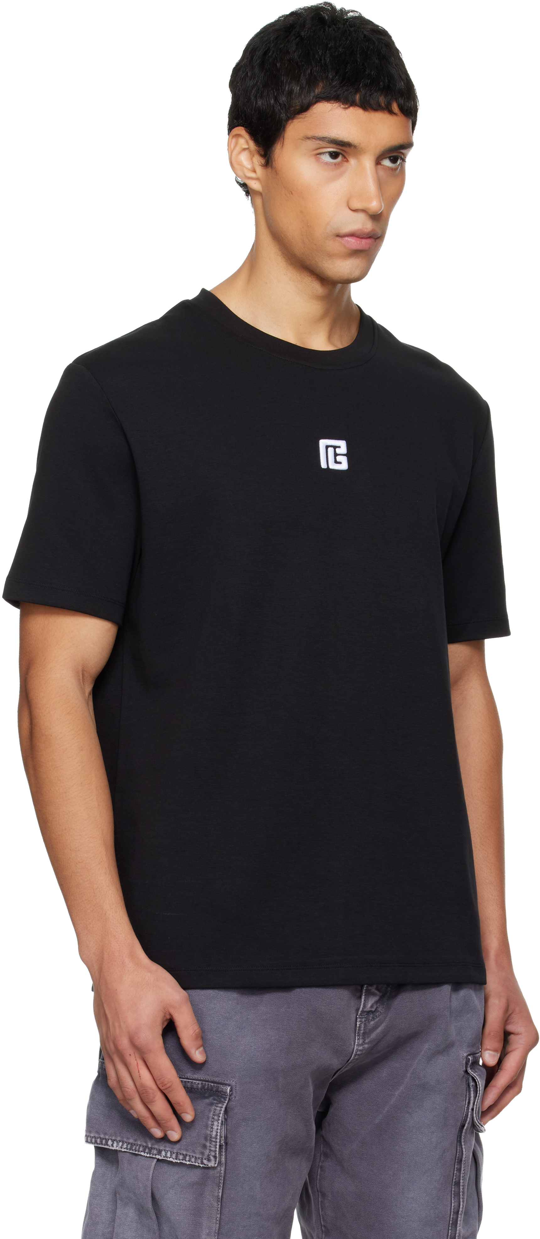 Balmain Logo Embroidered Crewneck T-shirt In Black