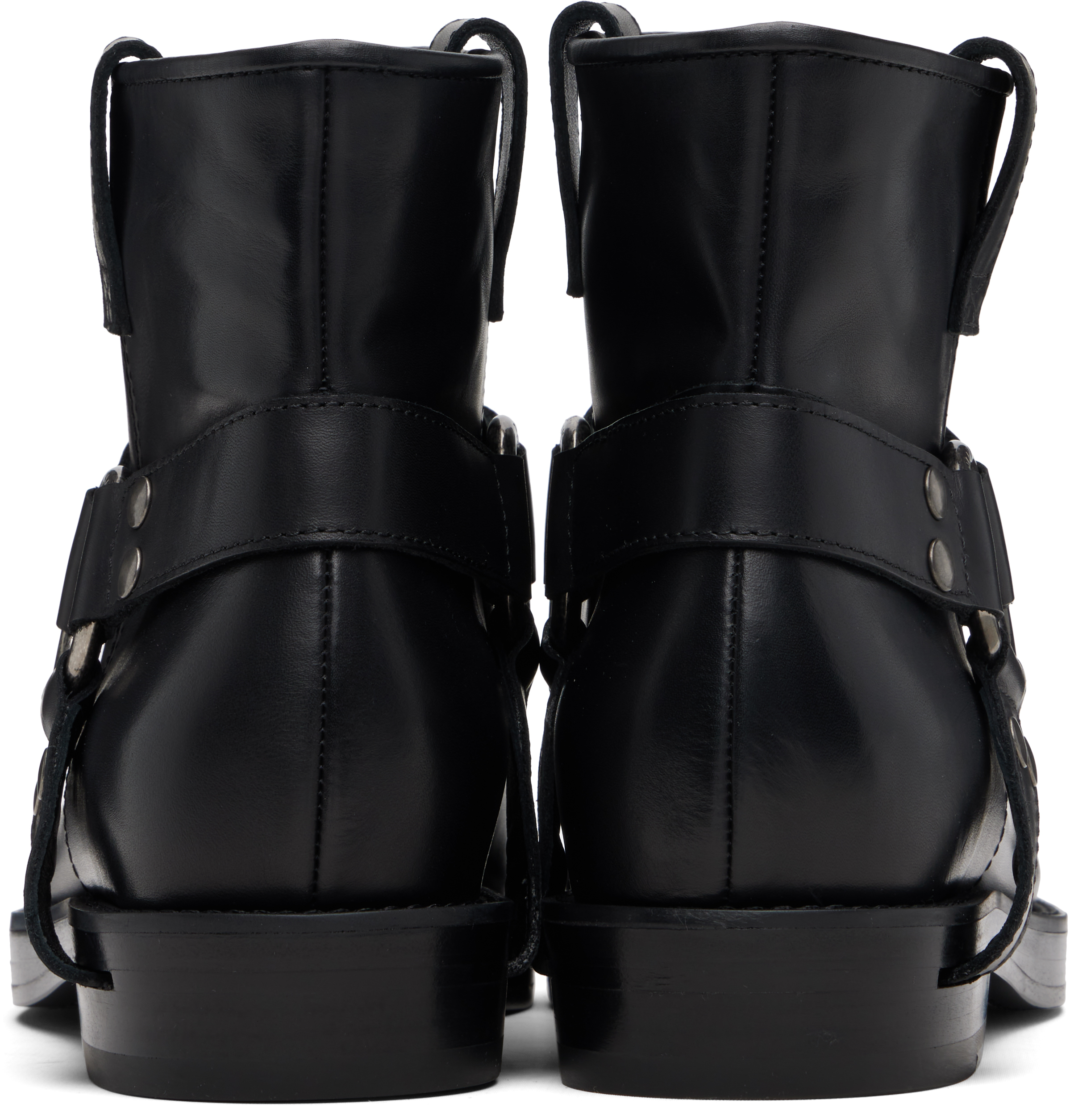 Balmain Black Calfskin Leather Biker Ankle Boots In Black