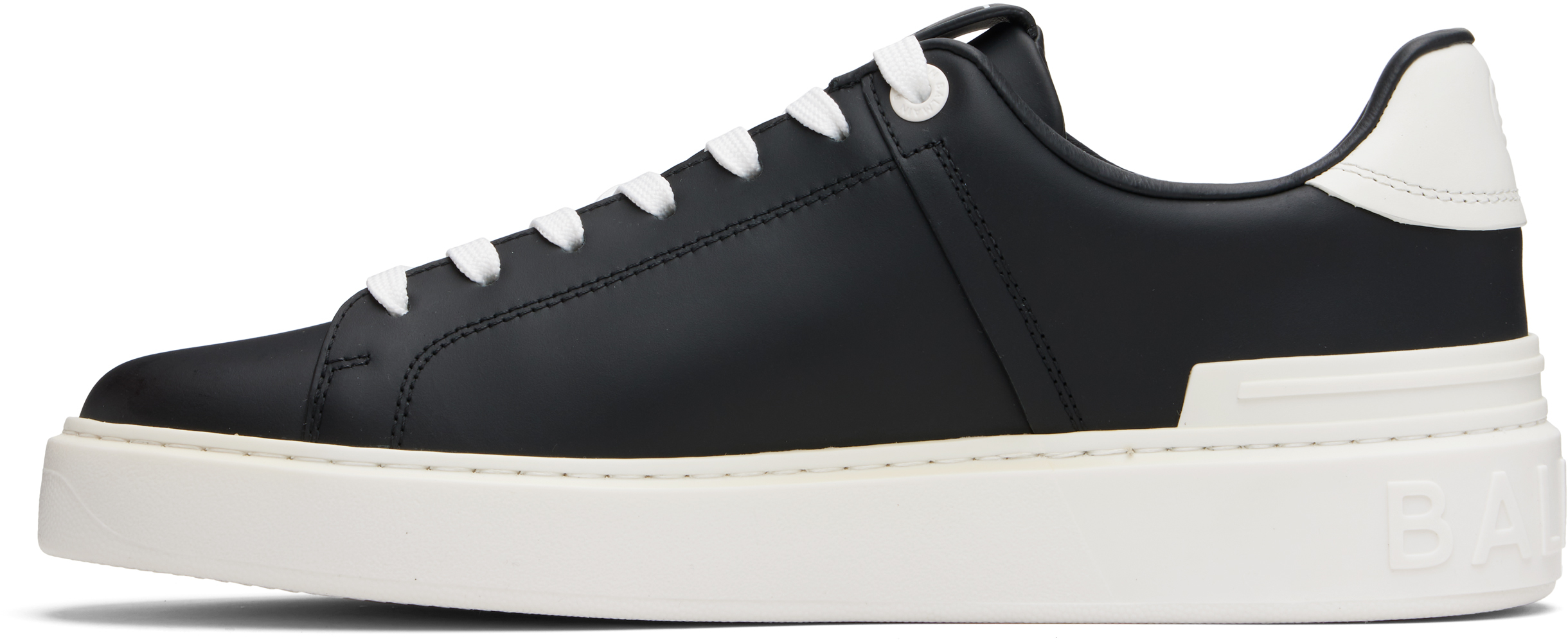 Balmain B-court Printed Calfskin Trainers In Black