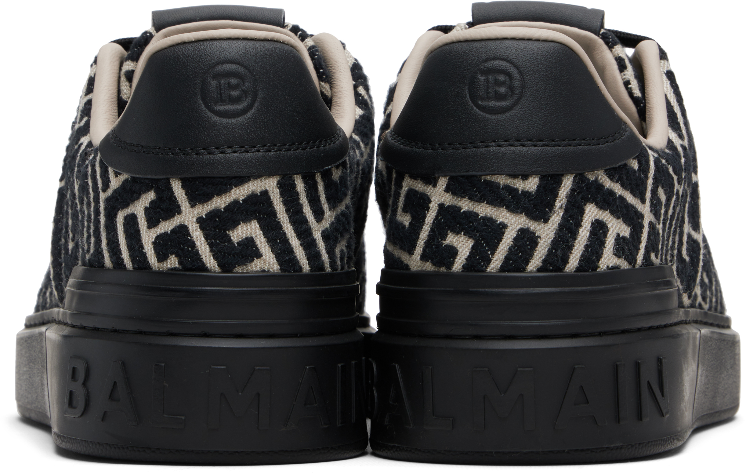 Balmain Monogram Jacquard B-court Trainers In Black