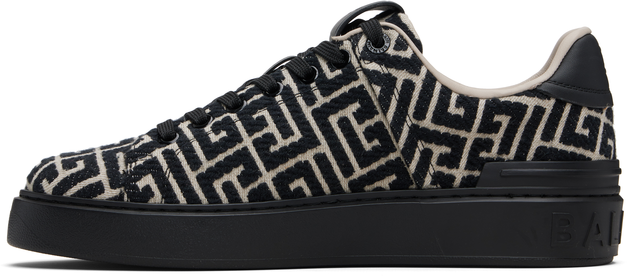 Balmain Monogram Jacquard B-court Trainers In Black