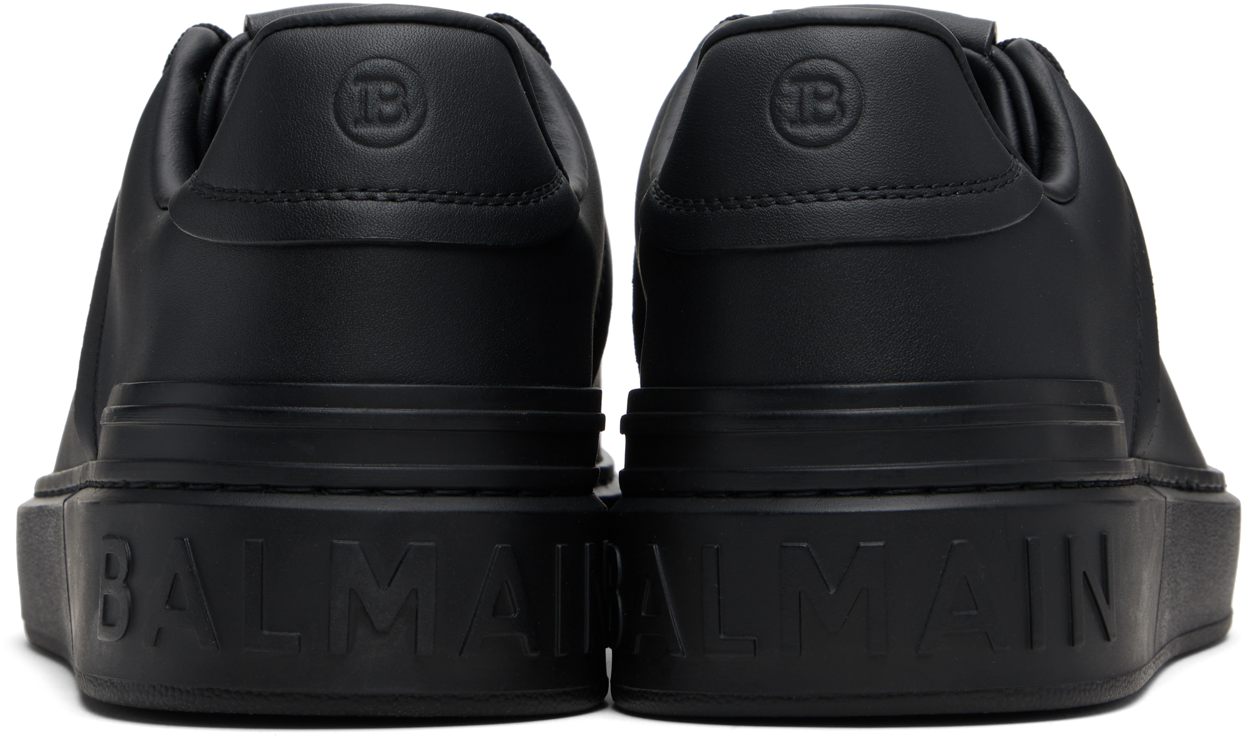 Balmain Court Round Toe Flat Sole Sneakers In Black
