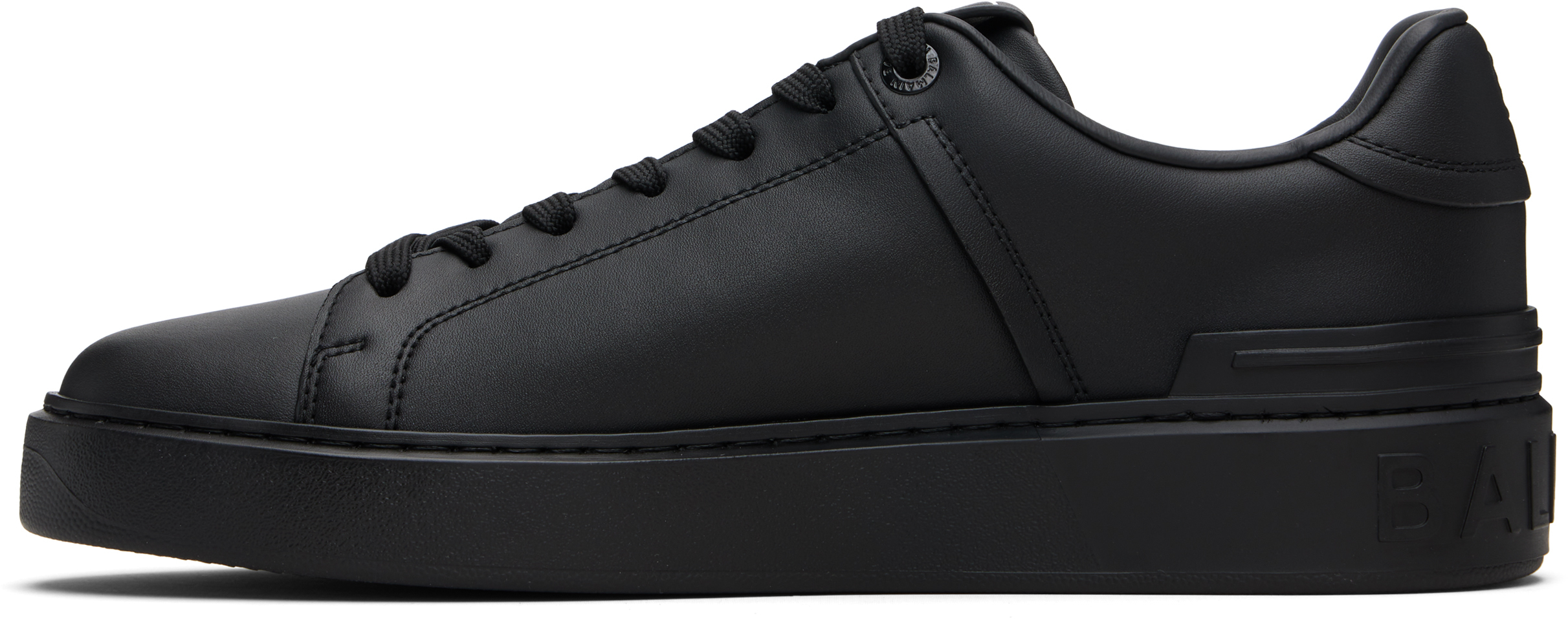 Balmain Court Round Toe Flat Sole Sneakers In Black
