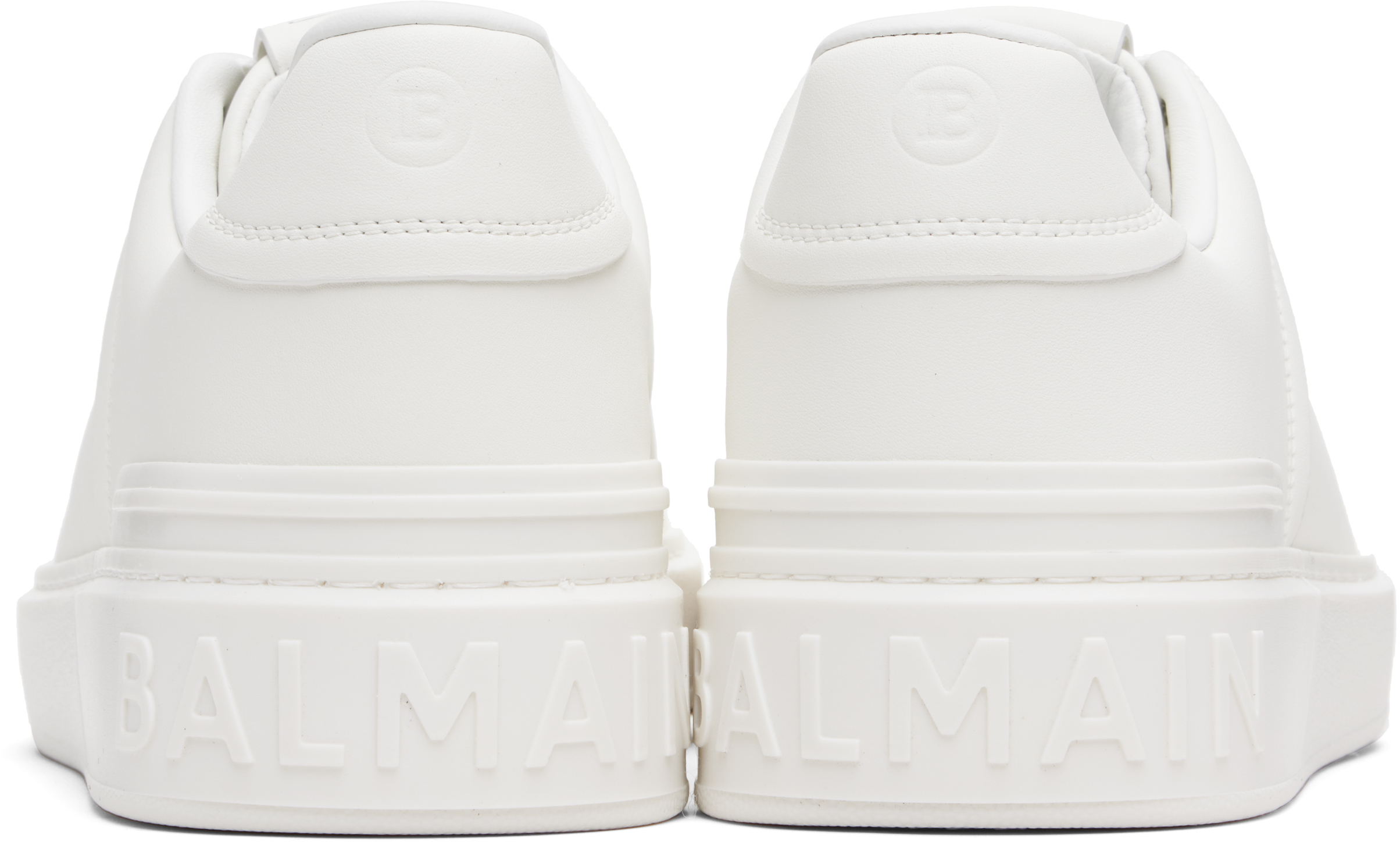 Balmain B-court White Low Top Sneakers With Logo Patch On The Tongue In Leather Man In White