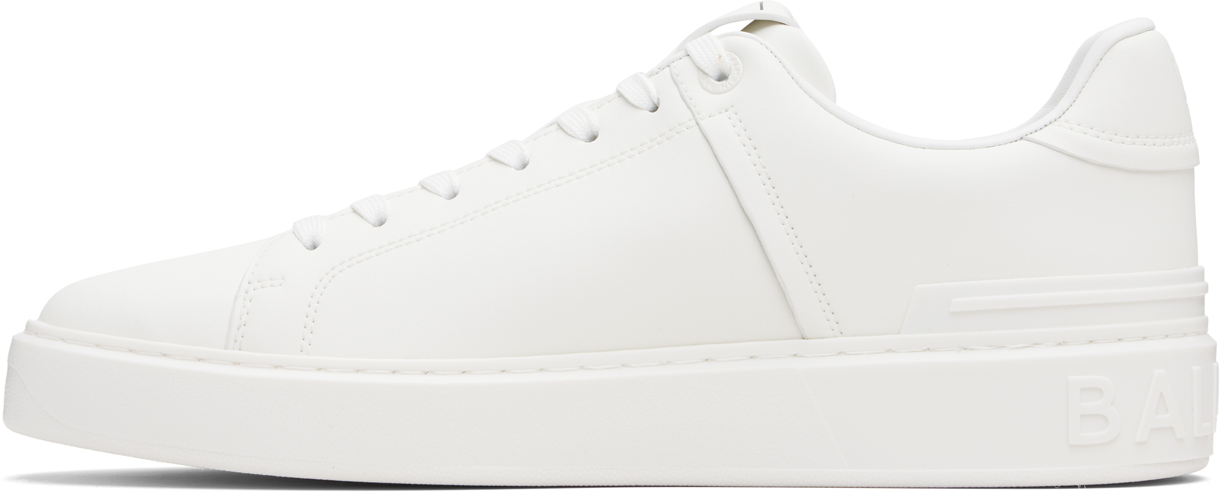 Balmain B-court White Low Top Sneakers With Logo Patch On The Tongue In Leather Man In White