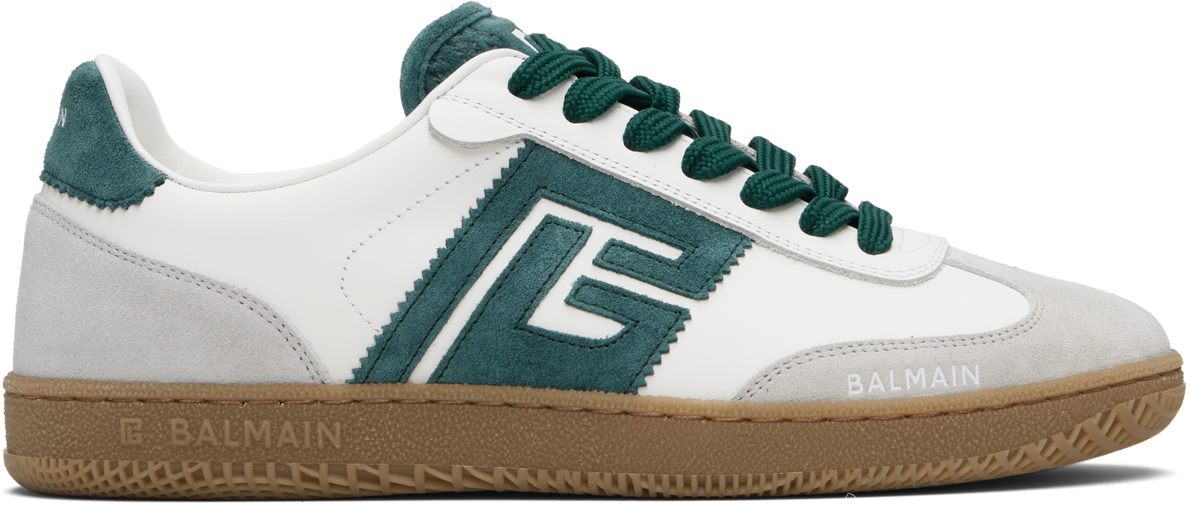 Balmain Swan Suede And Leather Sneakers