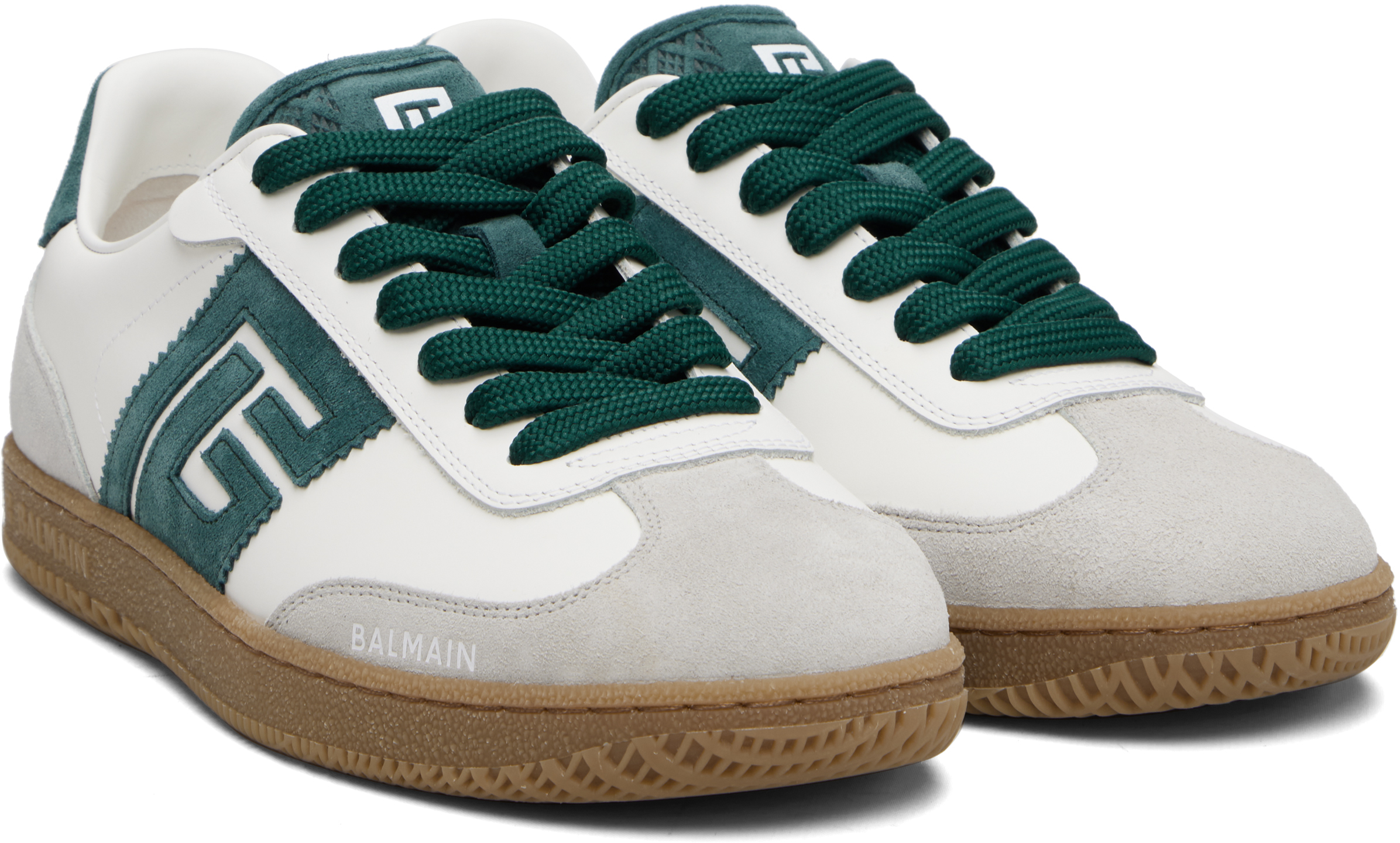 Balmain Swan Suede And Leather Sneakers