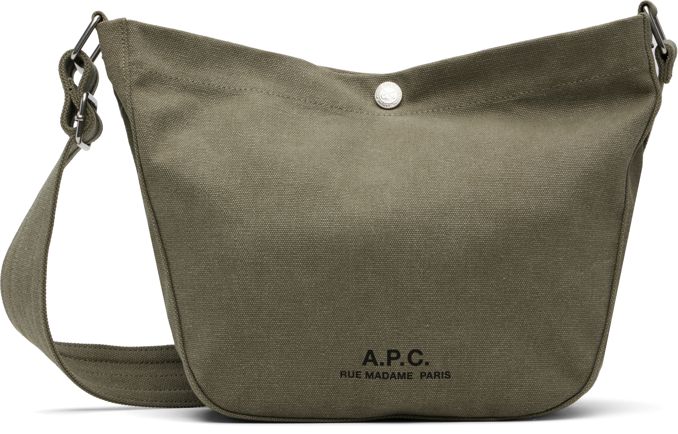 【関税込み】A.P.C. カーキ Journal サッチェル A.P.C.: カーキ Journal サッチェル | SSENSE 日本