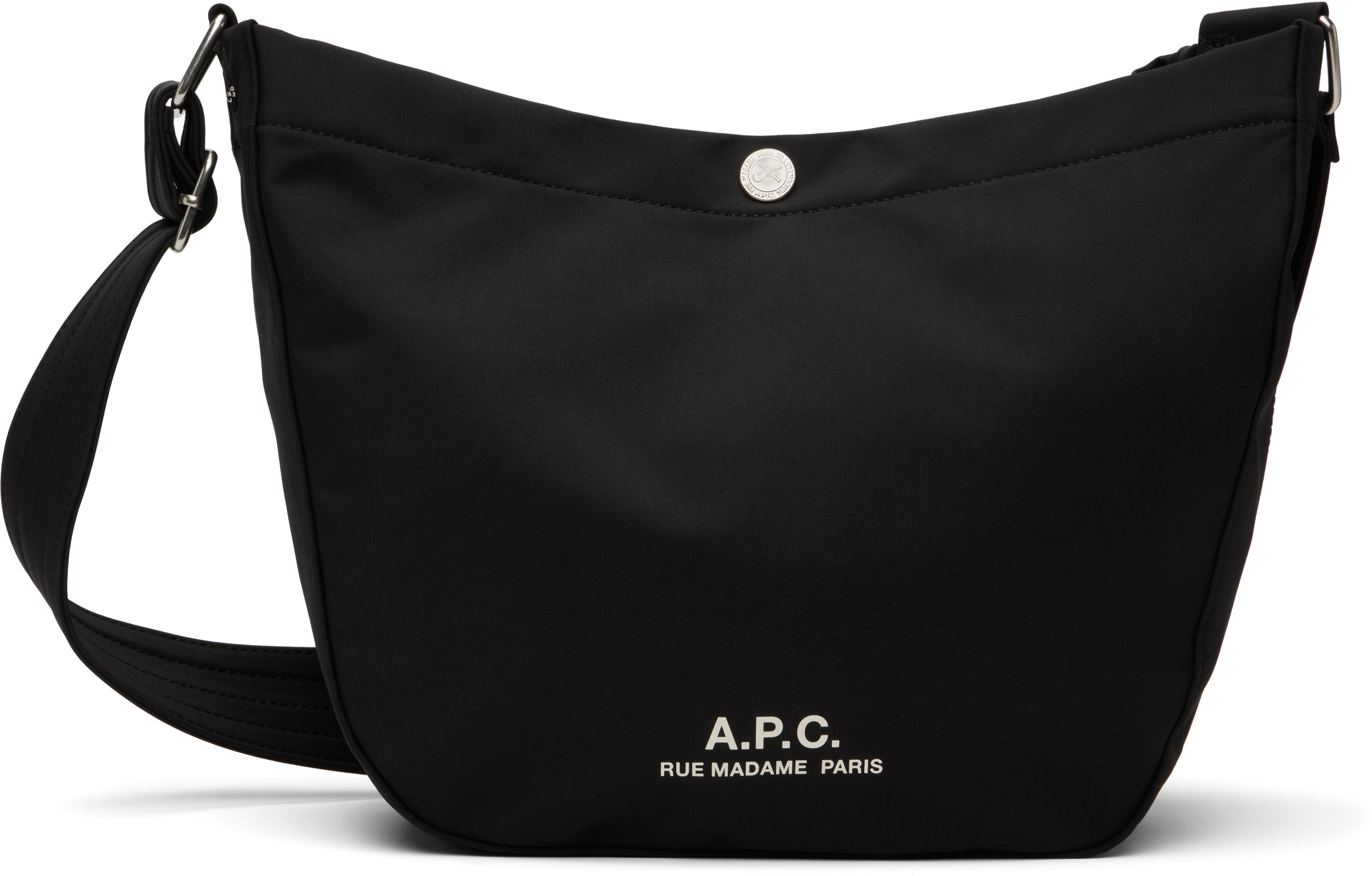 【関税込み】A.P.C. ブラック Journal サッチェル A.P.C.: ブラック Journal サッチェルバッグ | SSENSE 日本