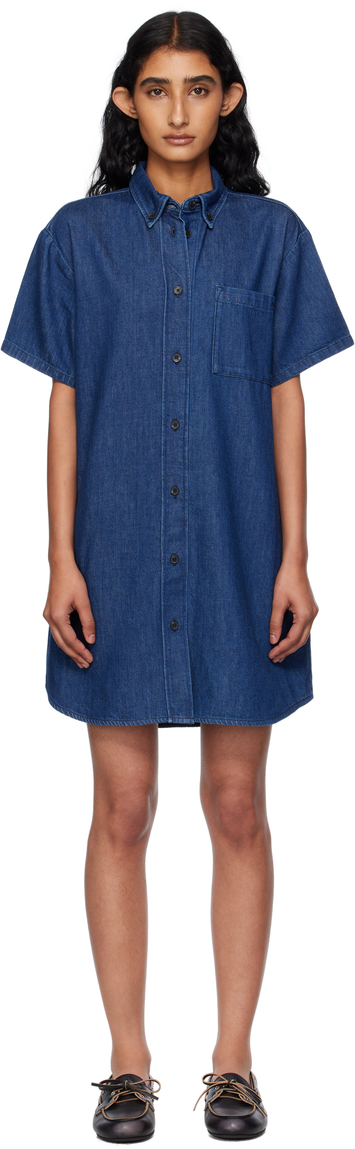 Robe A.P.C. Taille XS/34 - Coton Orange, Manches Courtes, Longueur Genou, Occasion Très Bon état