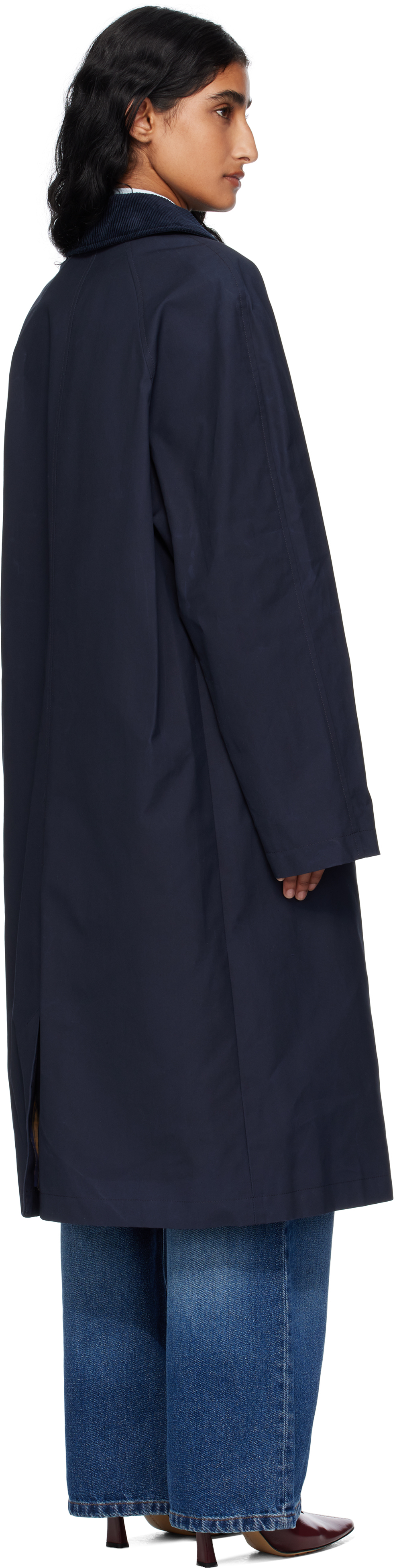 Apc Navy Gaspard Mac Trench Coat In Blue