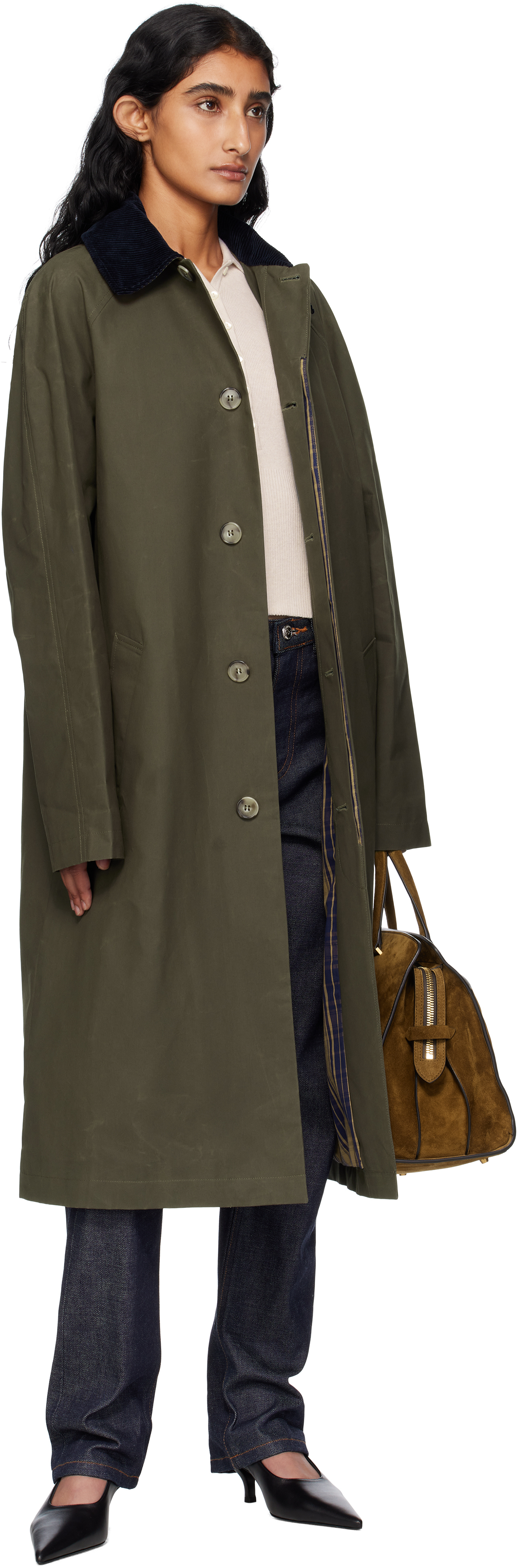 Apc Khaki Gaspard Mac Trench Coat