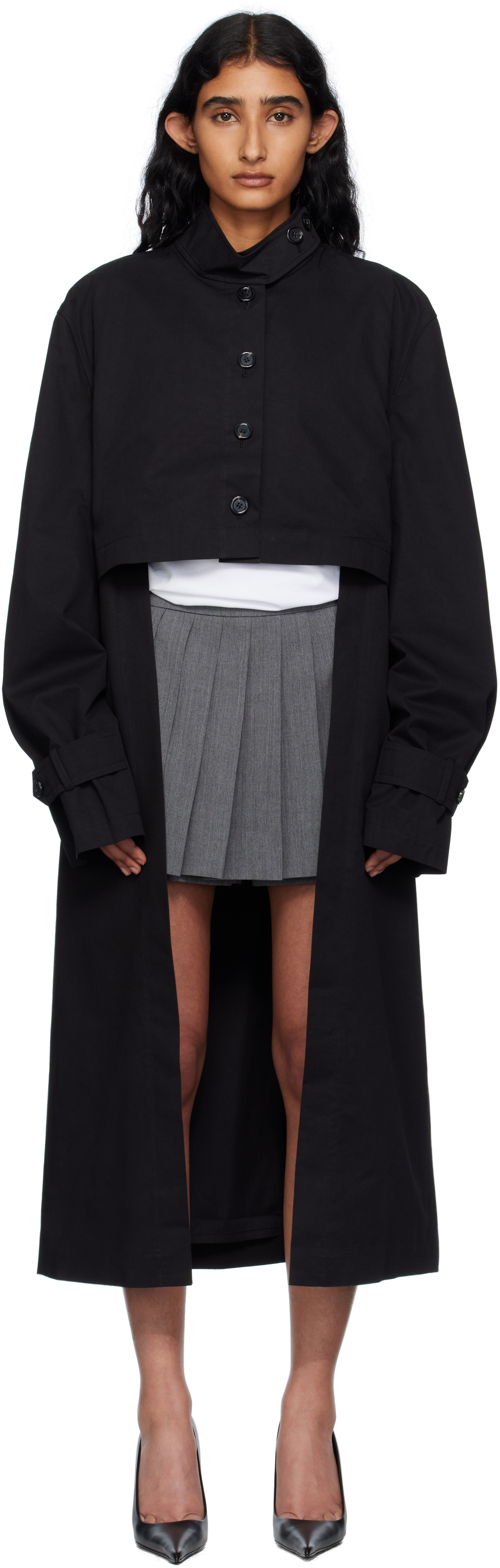 Black Front Cropped Coat