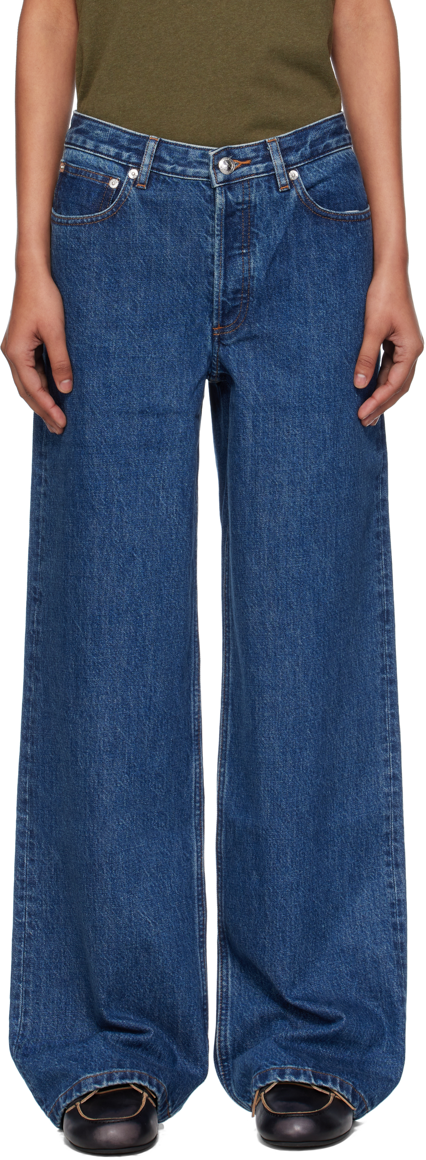 Apc A.p.c. High-waisted Wide-leg Jeans With Timeless Appeal In Blue