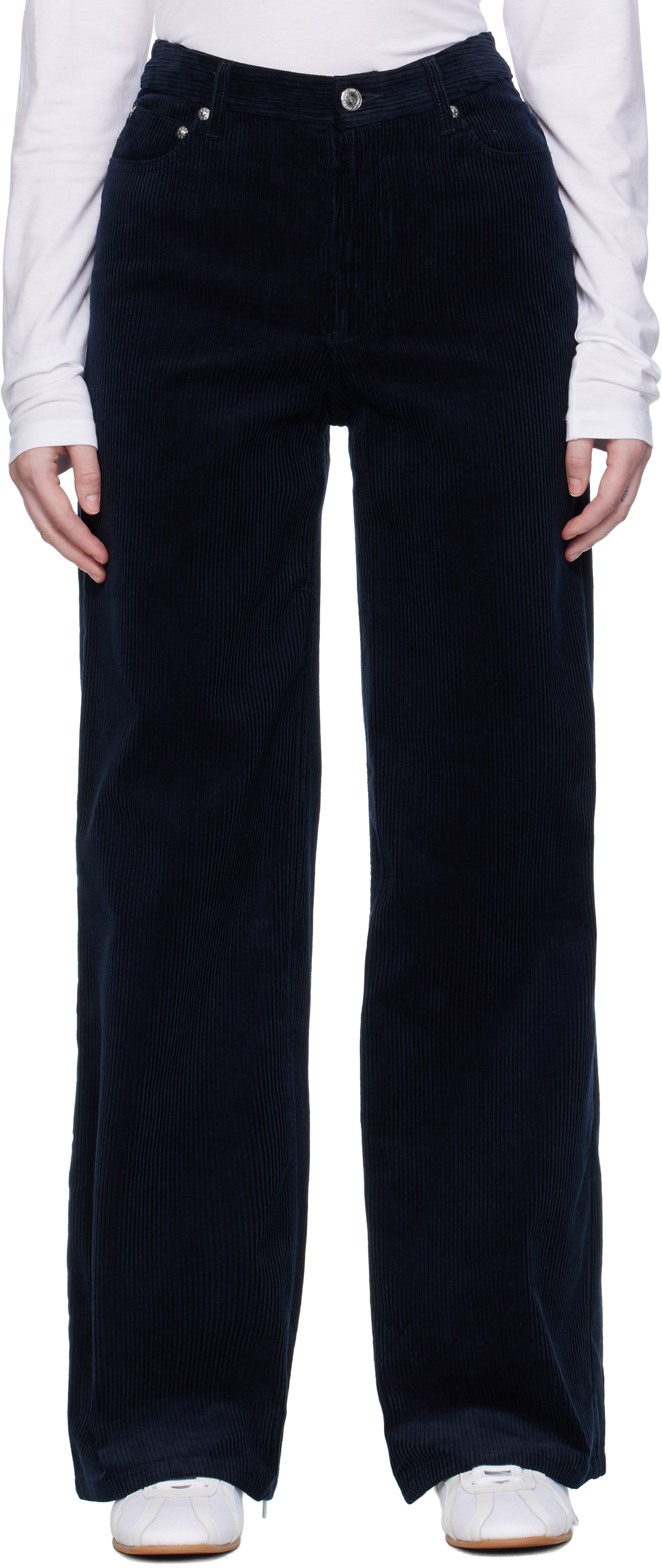 Apc Navy Elizabeth Trousers In Black