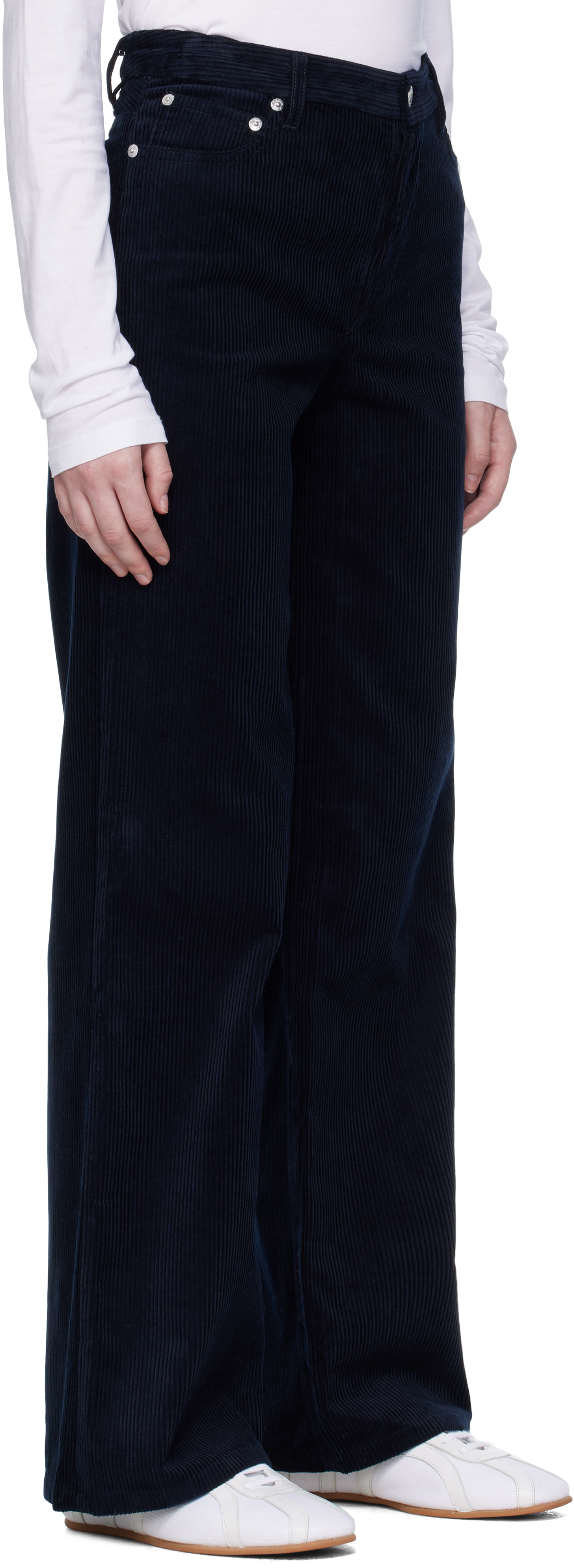 Apc Navy Elizabeth Trousers In Black