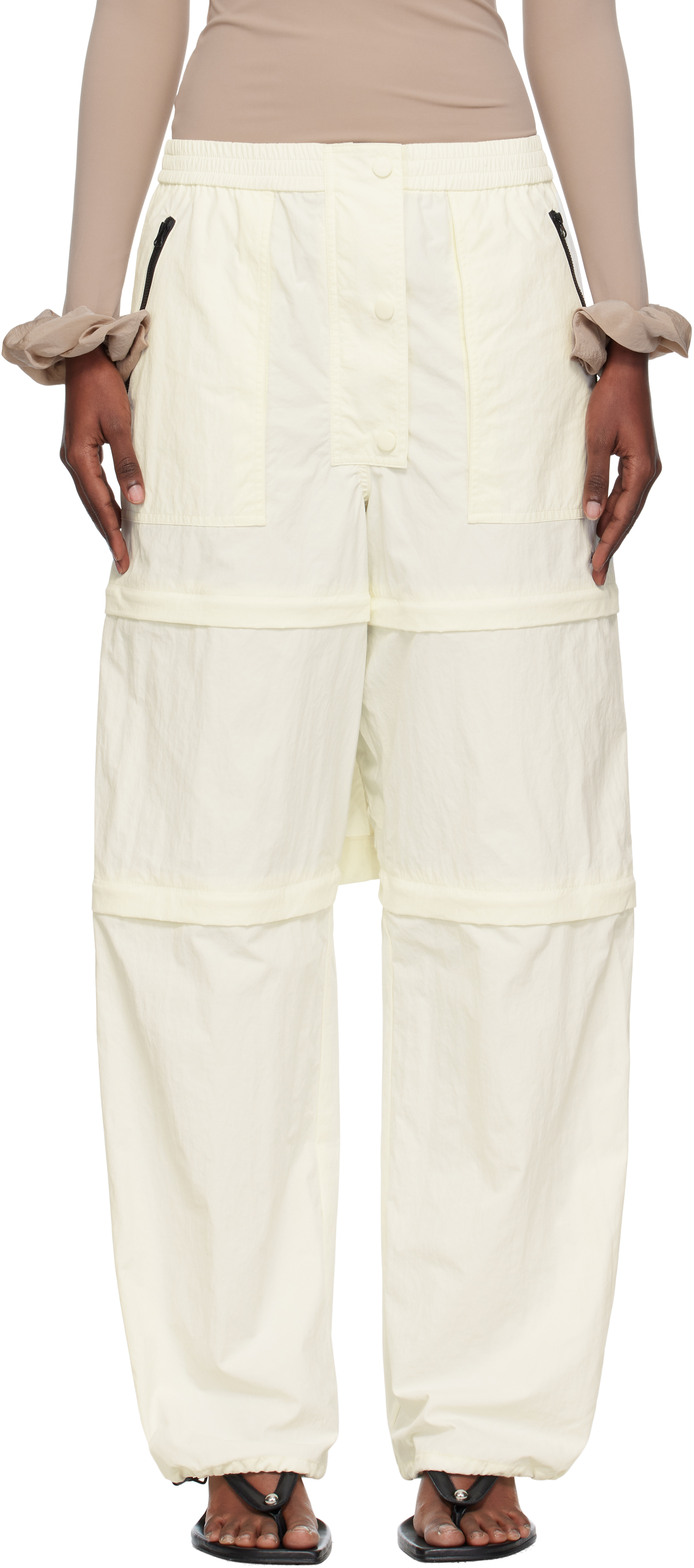 Pushbutton Off-white Three Way Detachable Trousers In White