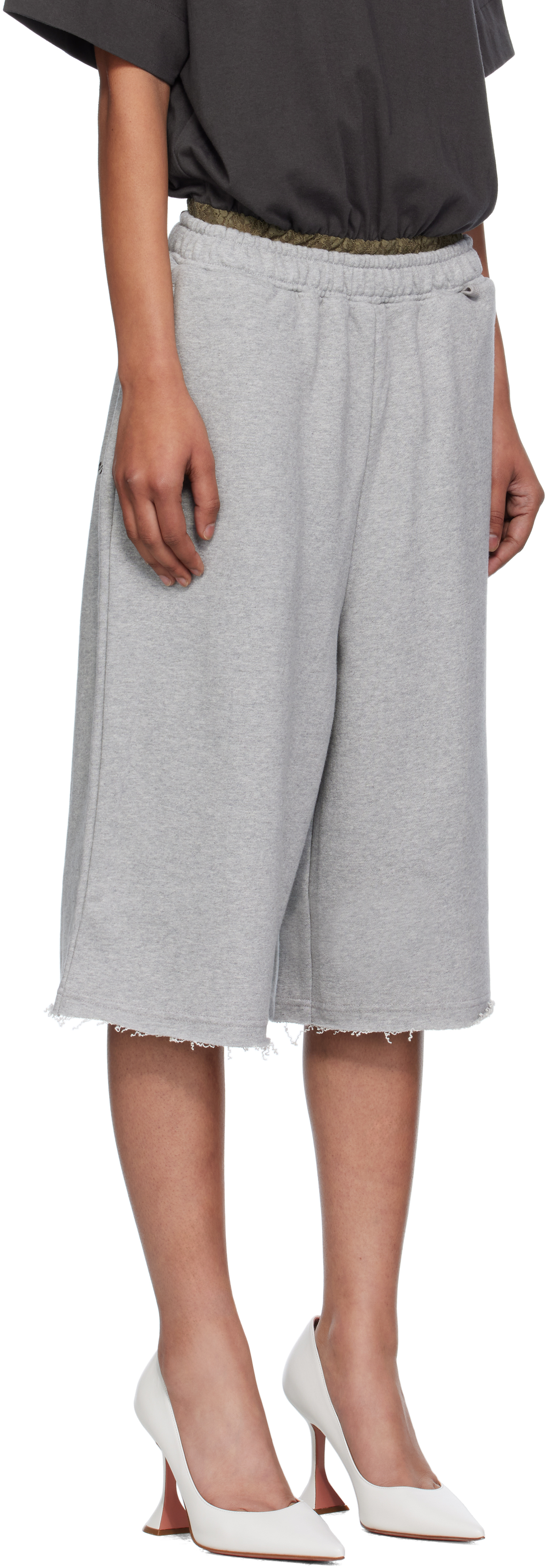 Pushbutton Gray Graphic Printed Bermuda Sweat Shorts