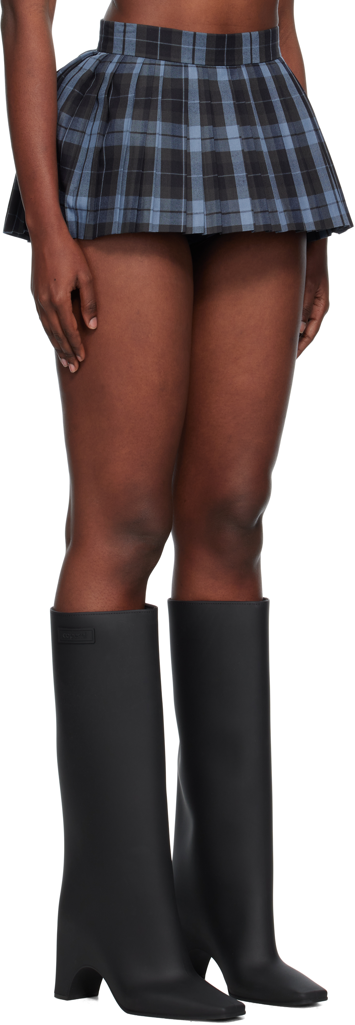 Pushbutton Navy Volumed Micro Skort In Blue